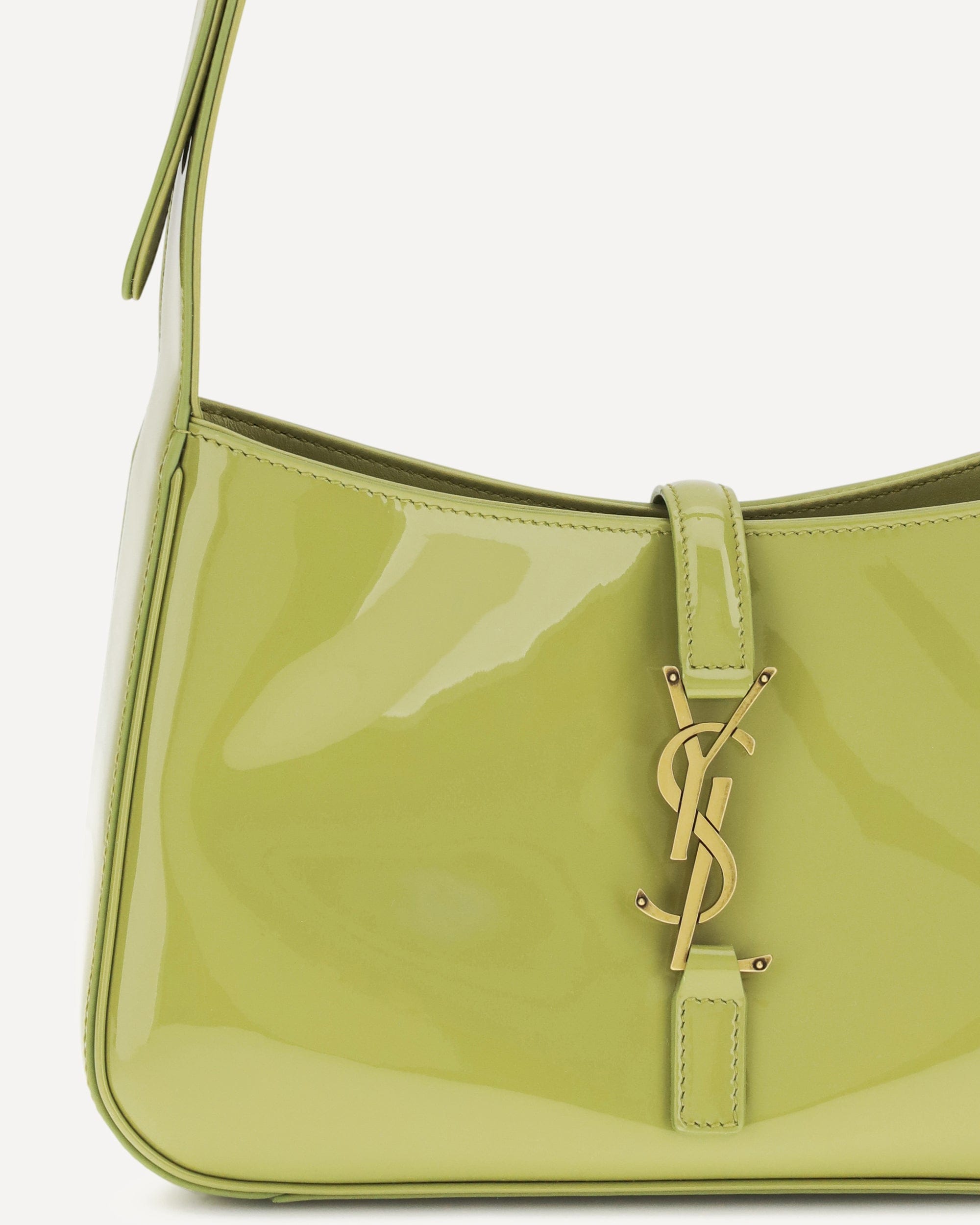 Saint Laurent Patent Leather Shoulder Bag With Ysl Plaque