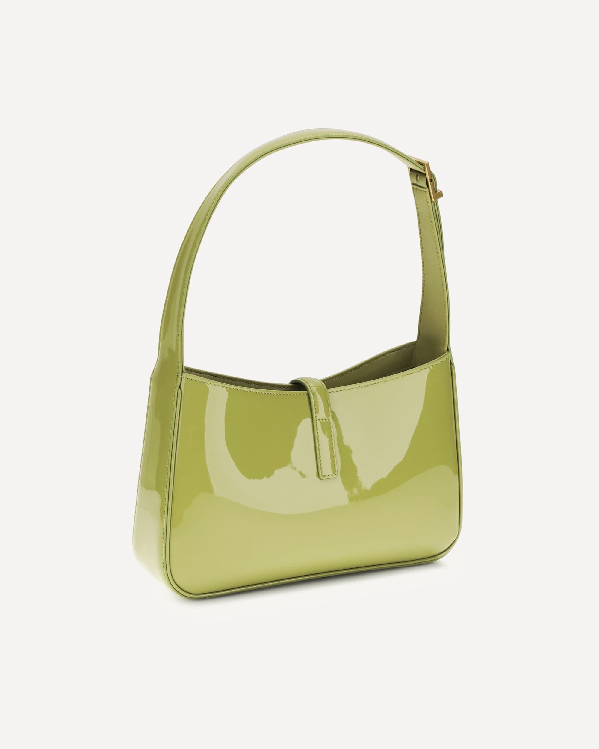 Saint Laurent Patent Leather Shoulder Bag With Ysl Plaque