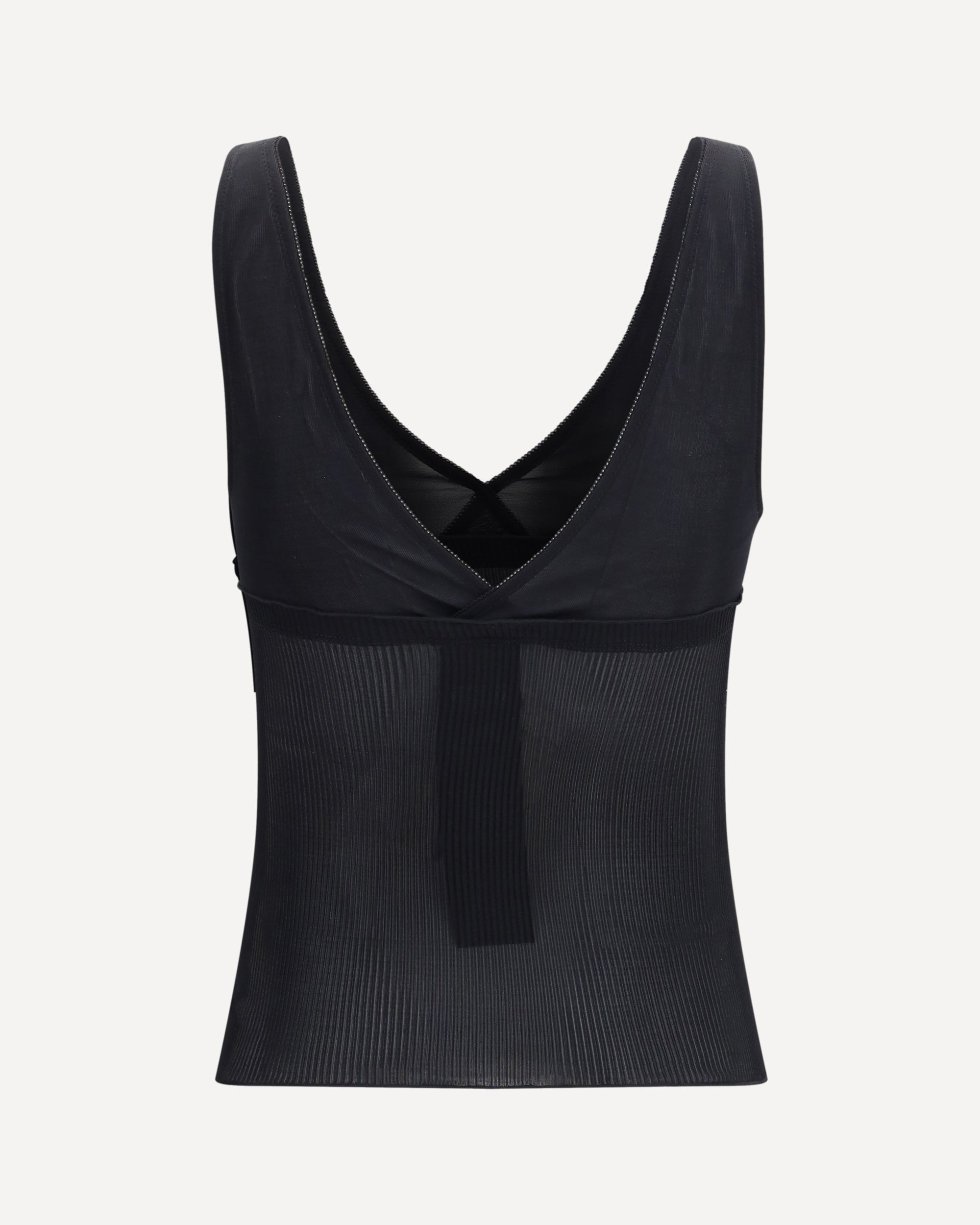 Saint Laurent Ribbed Silk Jersey Lace-Trim Tank Top - alternate view