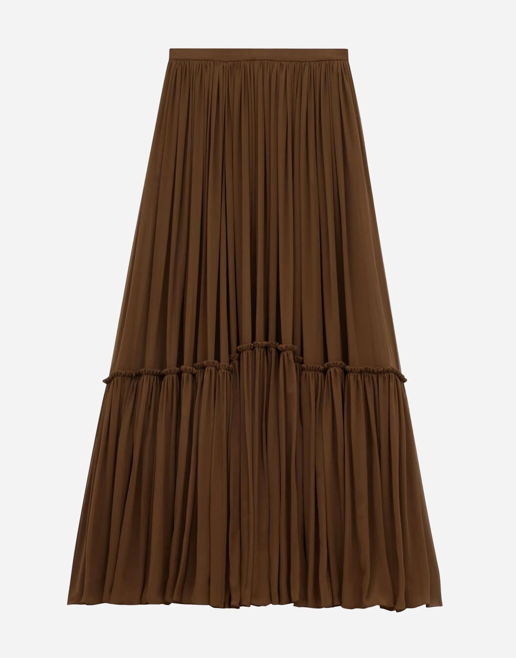 Saint Laurent Ruffled Crepe Muslin Silk Skirt