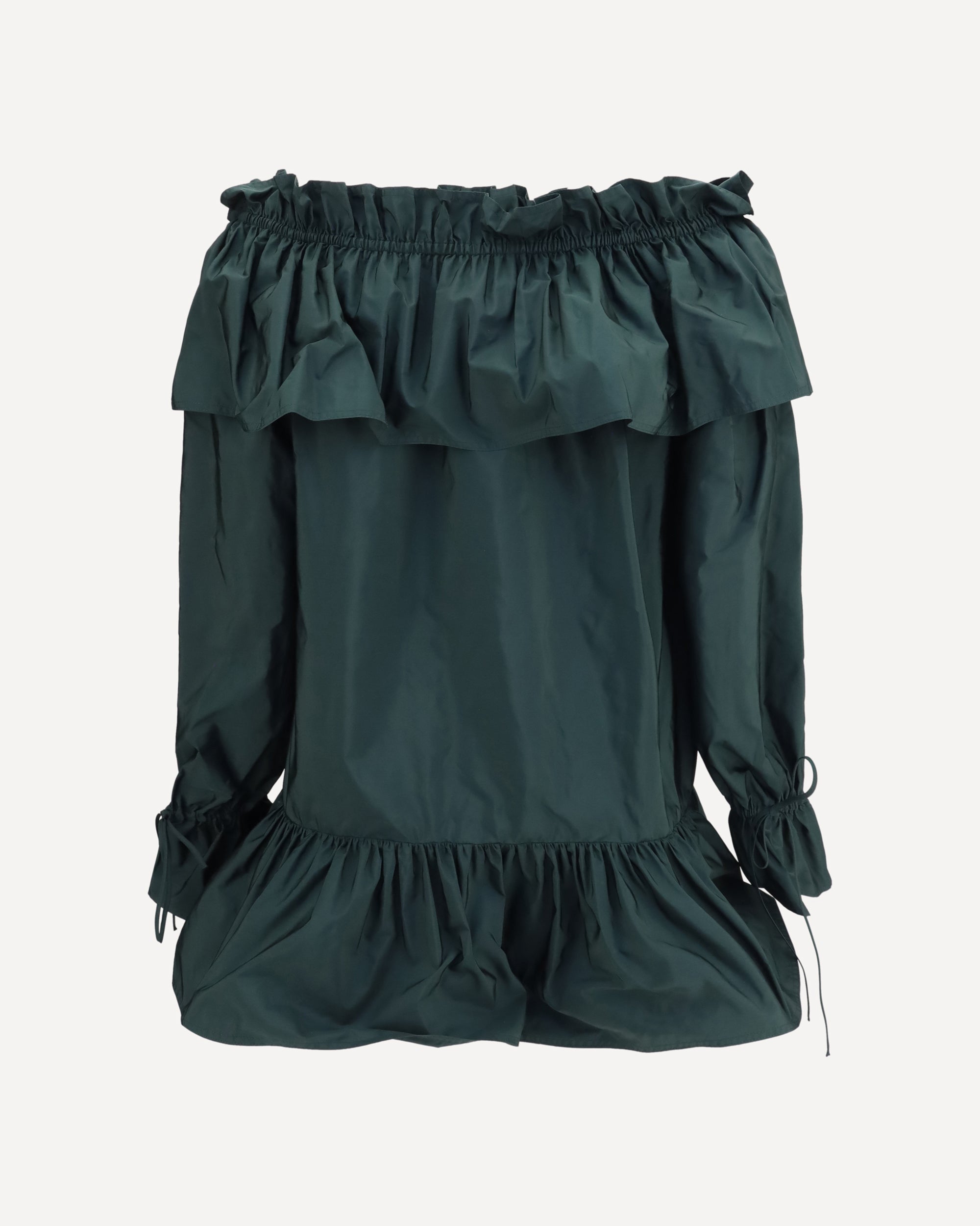 Saint Laurent Ruffled Nylon Poplin Dress Mini