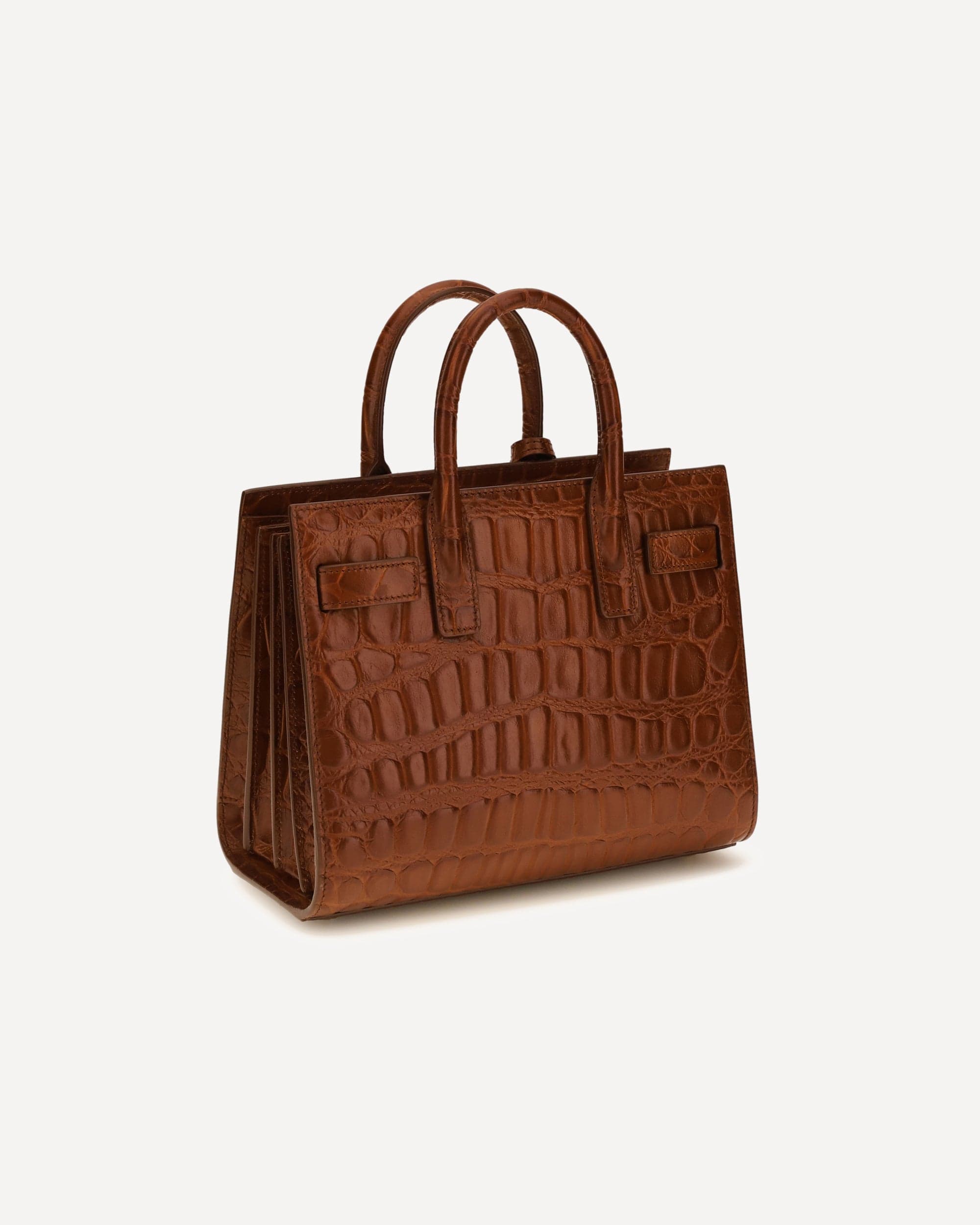 Saint Laurent Sac De Jour Handbag Crocodile-Embossed Leather
