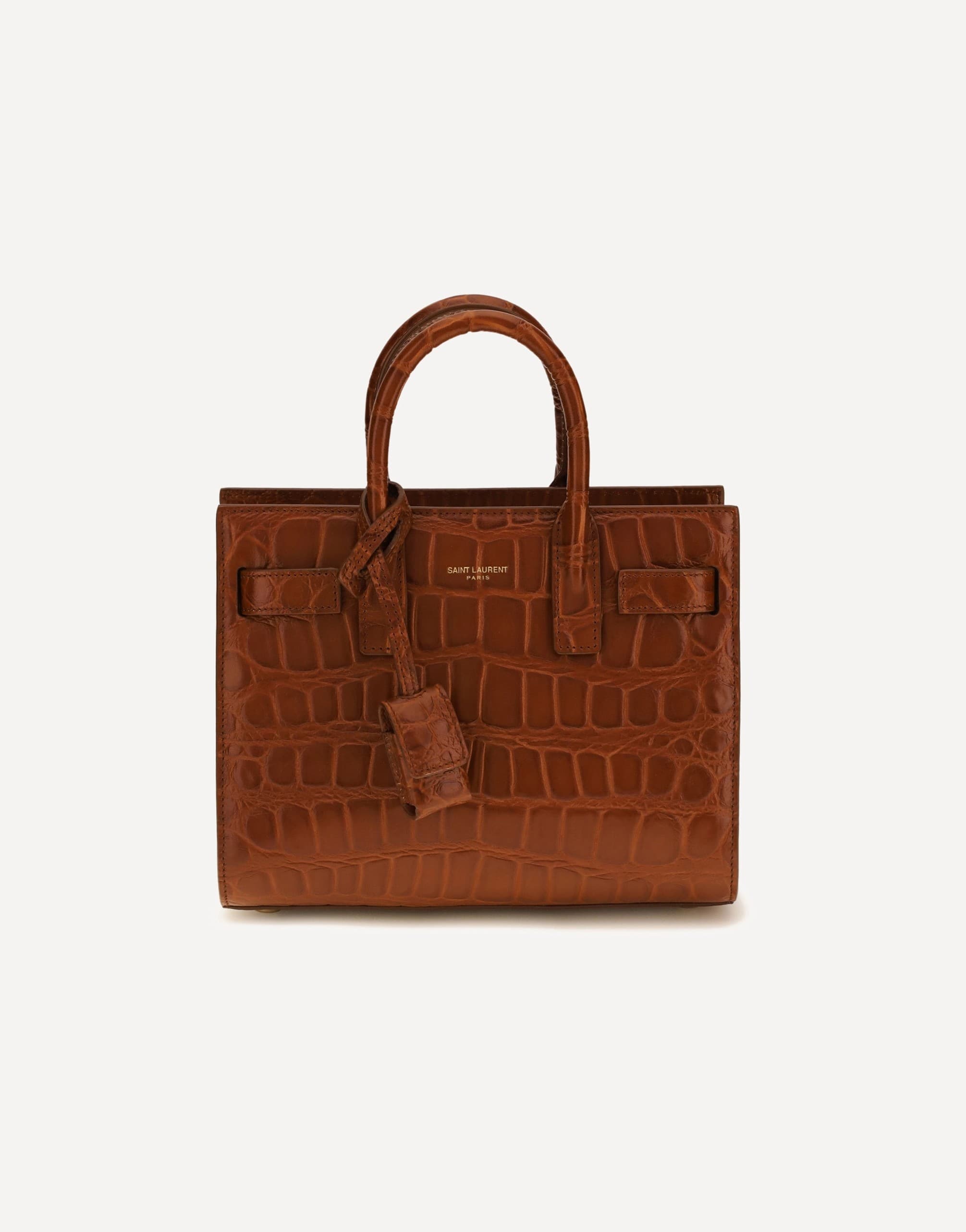 Saint Laurent Sac De Jour Handbag Crocodile-Embossed Leather