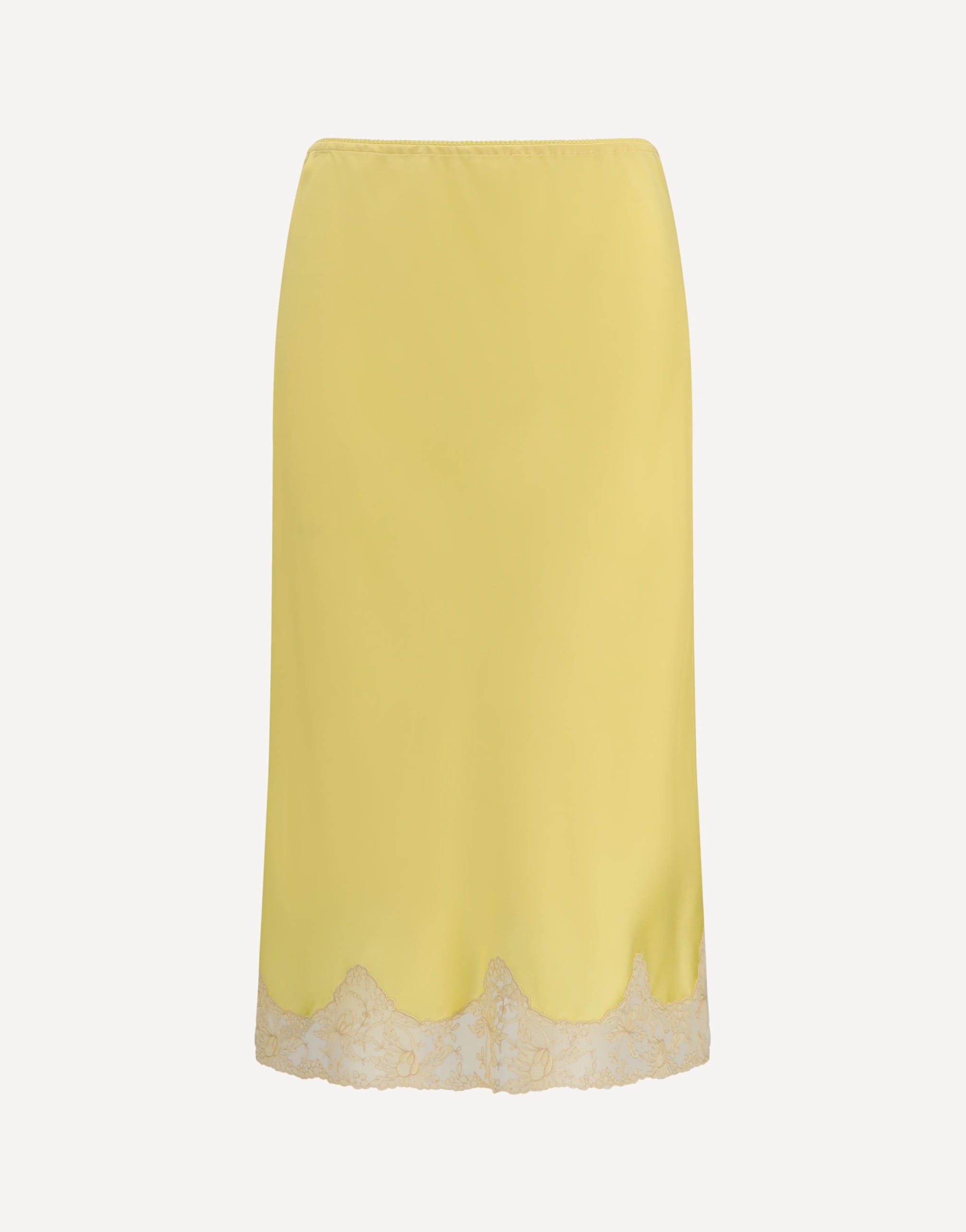 Saint Laurent Saint Laurent Satin Midi Skirt With Lace Inserts