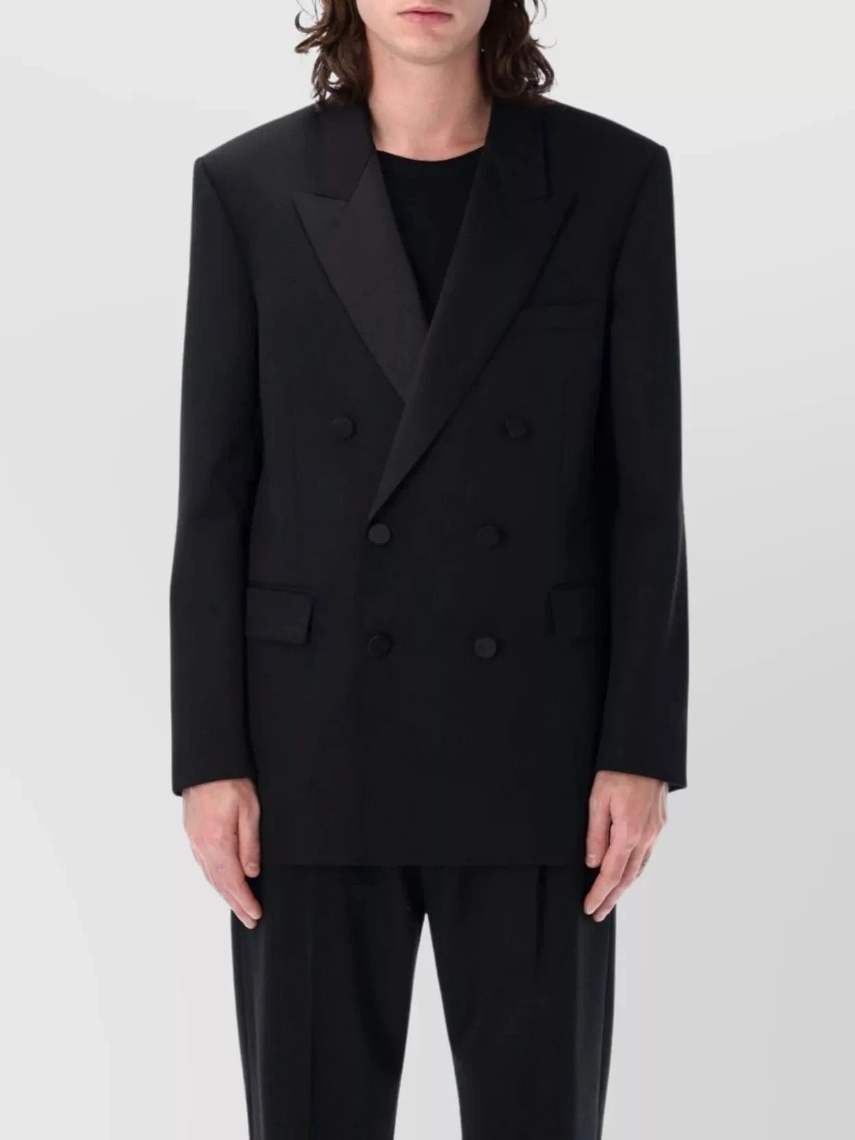 Saint Laurent Slim-Fit Grain De Poudre Wool Tuxedo Jacket