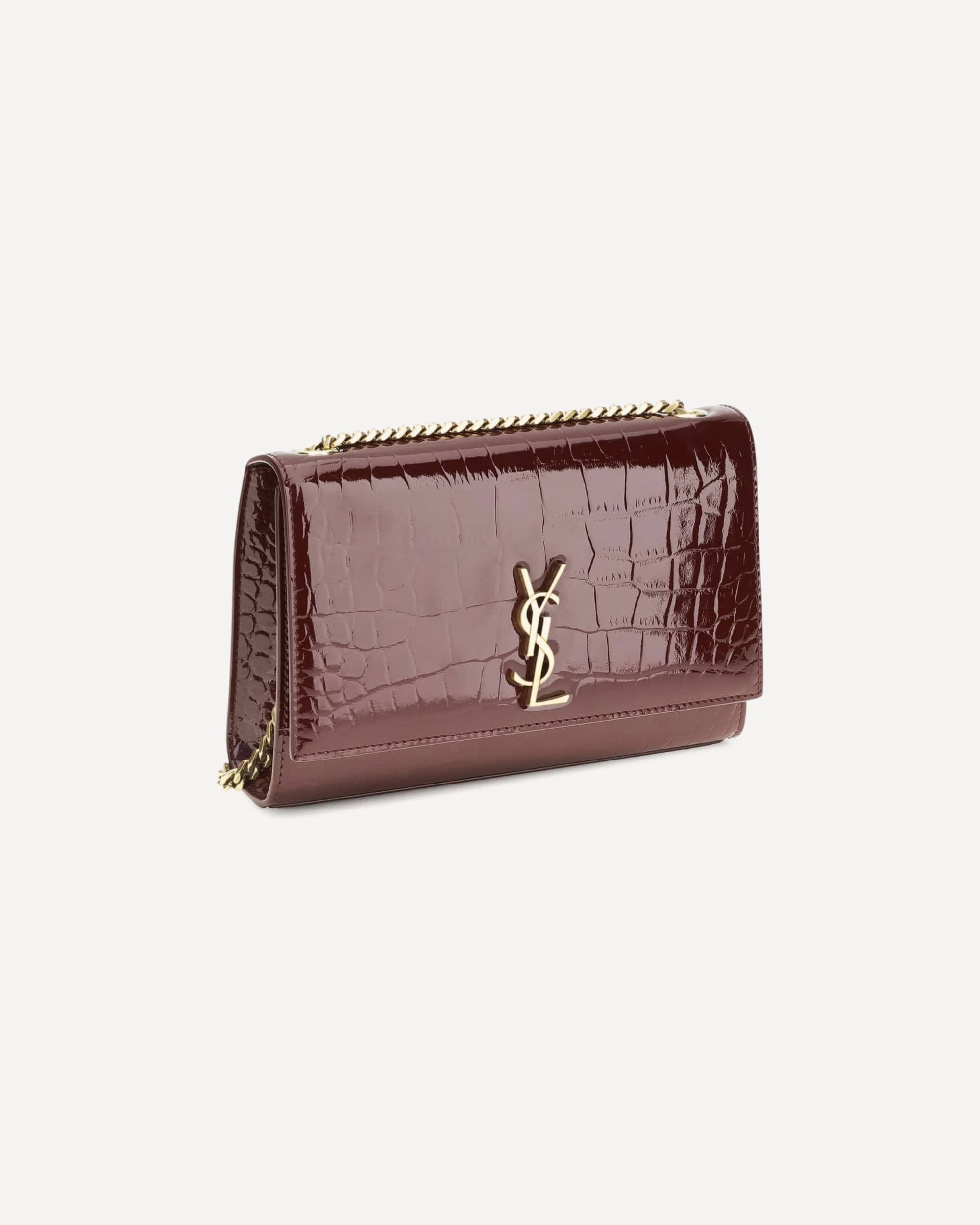 Saint Laurent Small Kate Shoulder Bag Crocodile-Embossed Patent Leather - alternate view