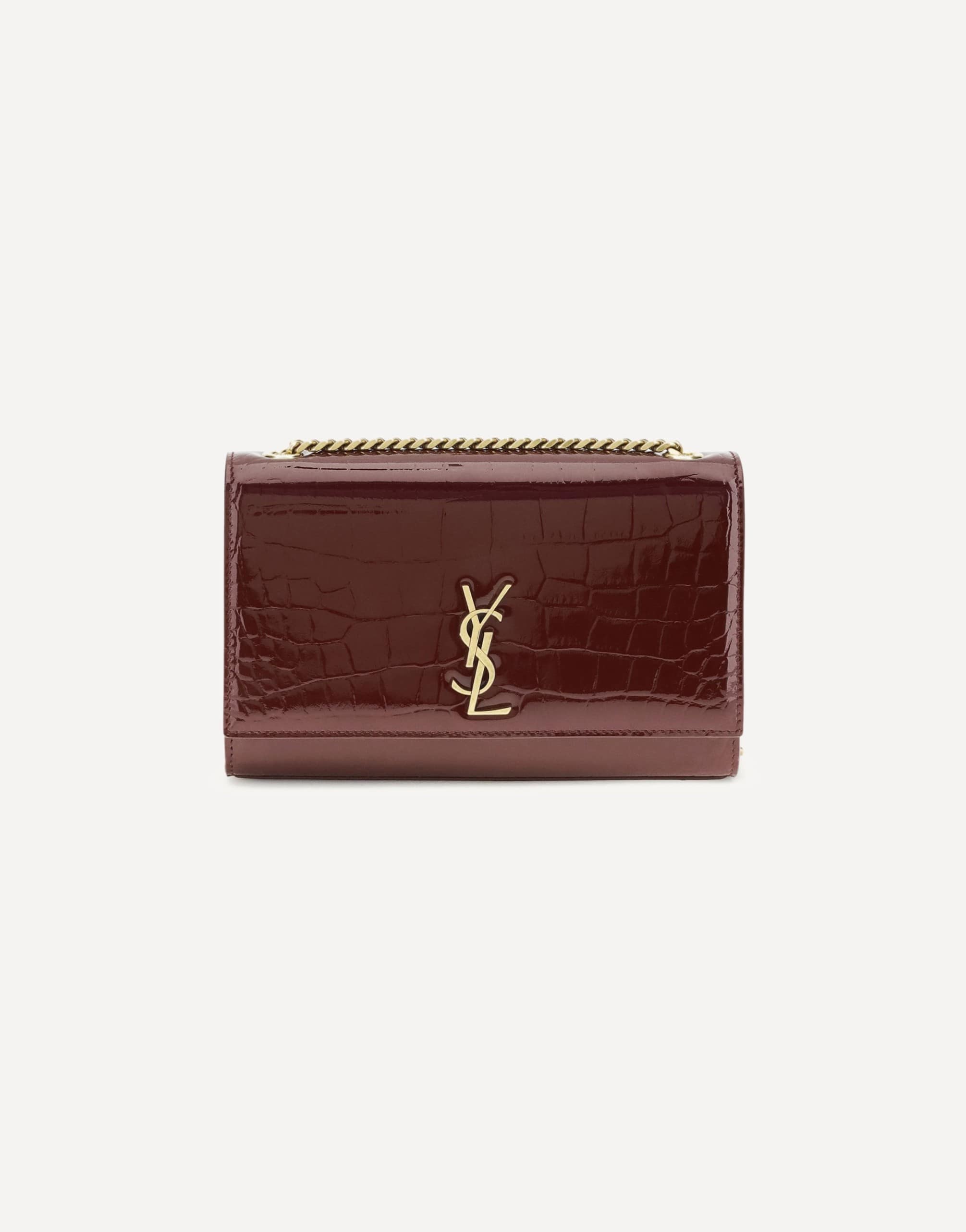 Saint Laurent Small Kate Shoulder Bag Crocodile-Embossed Patent Leather