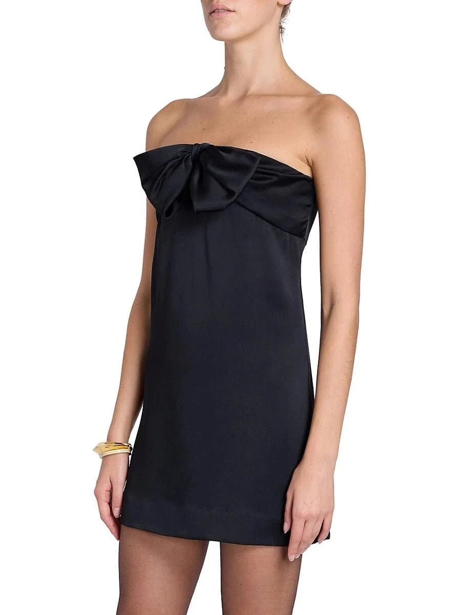 Saint Laurent Strapless Satin Minidress