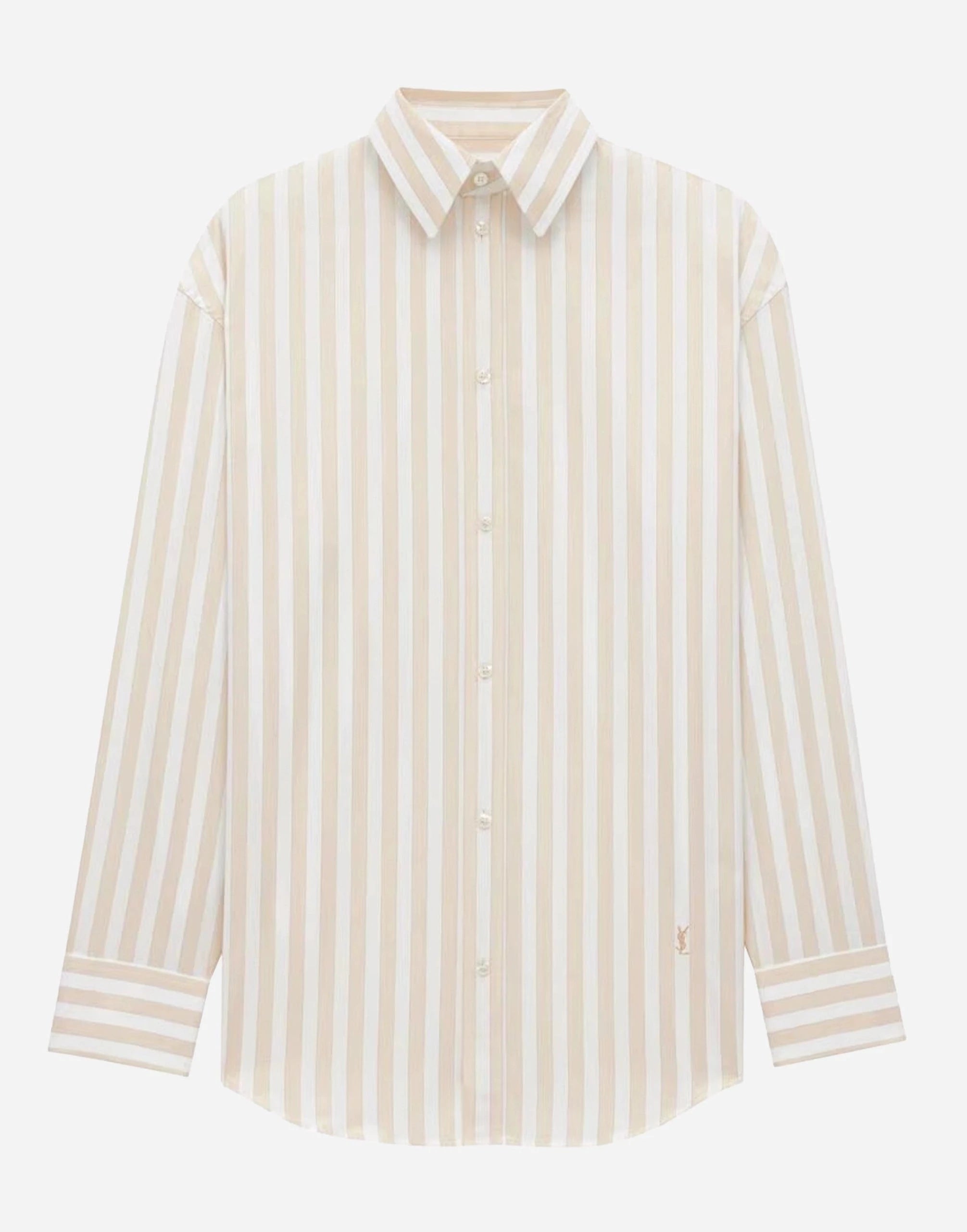 Saint Laurent Striped Cassandre Cotton Shirt