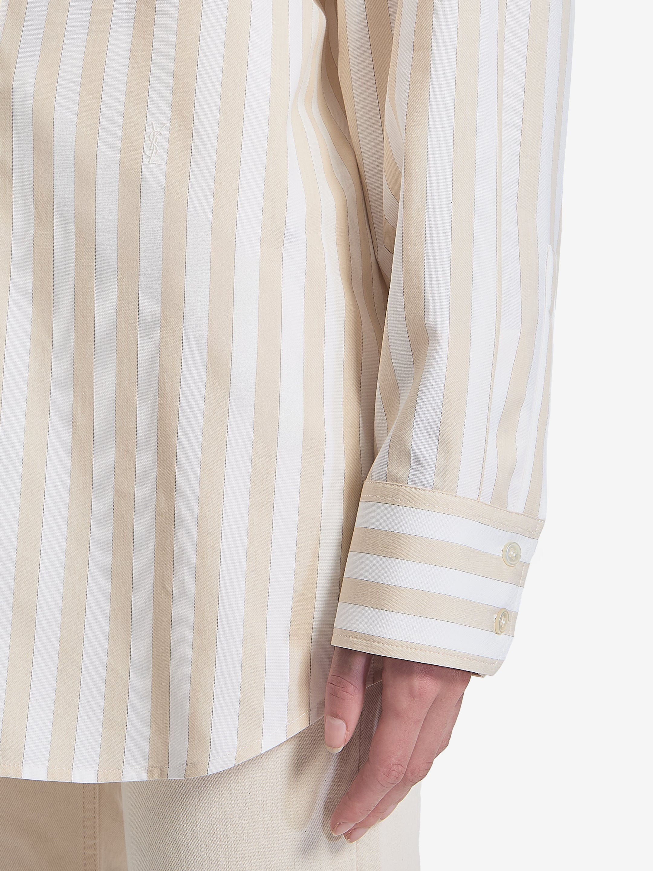 Saint Laurent Striped Cassandre Cotton Shirt