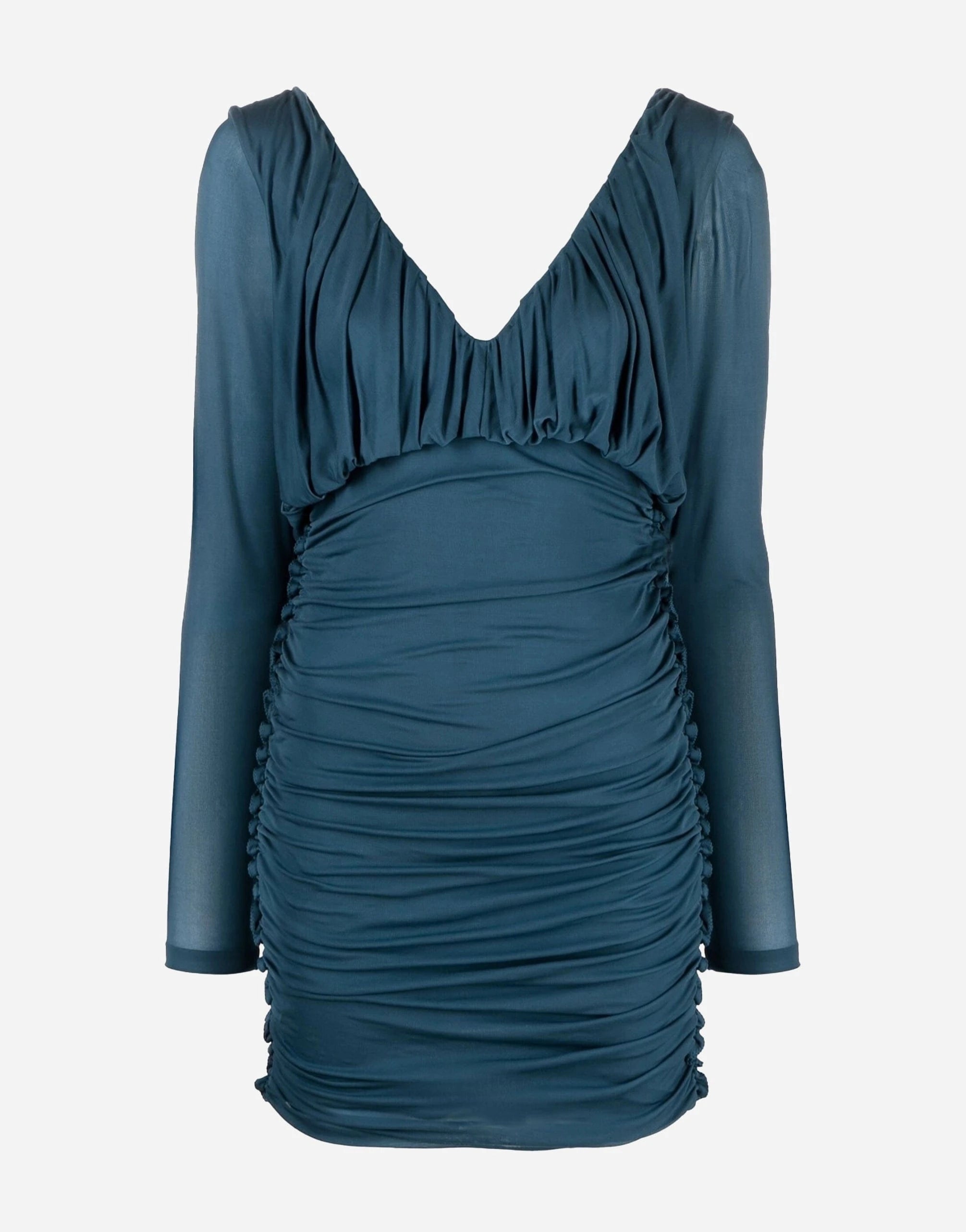 Saint Laurent V-Neck Draped Mini Dress