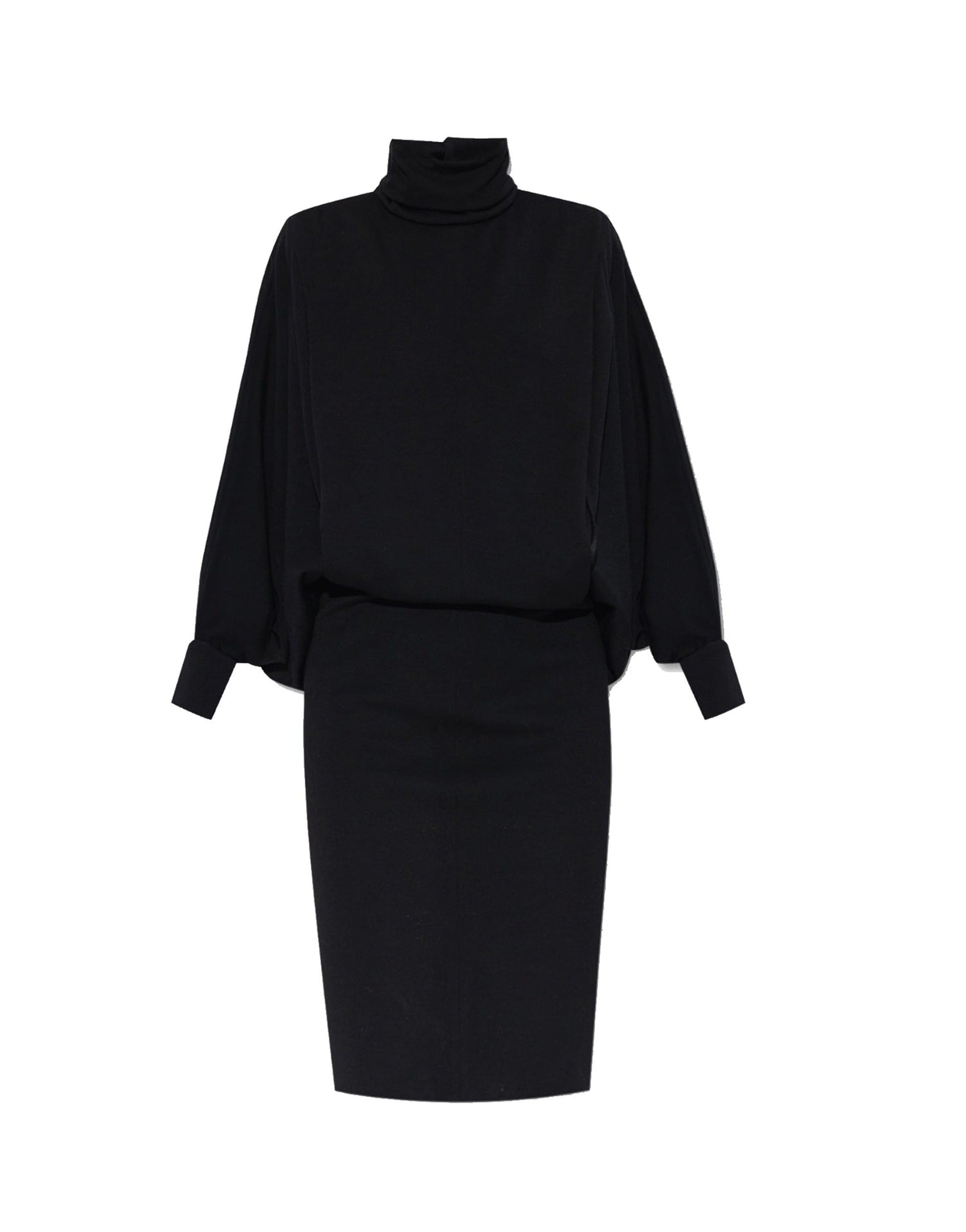 Saint Laurent Wool Long-Sleeve Stand-Up Collar Dress