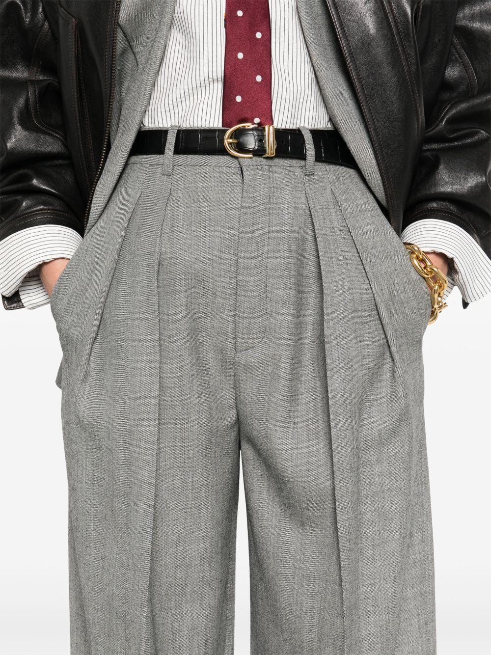 Saint Laurent Wool Wide-Leg Twill Trousers