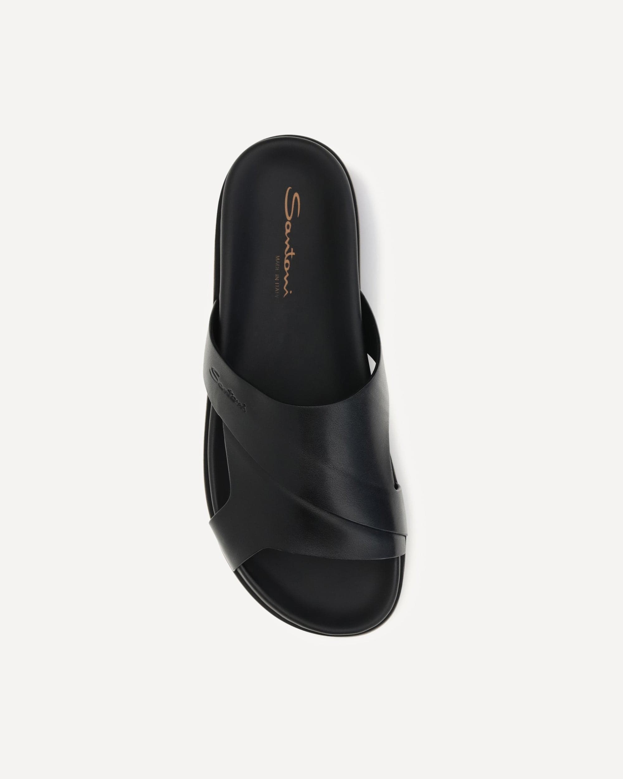 Santoni Leather Open-Toe Slippers