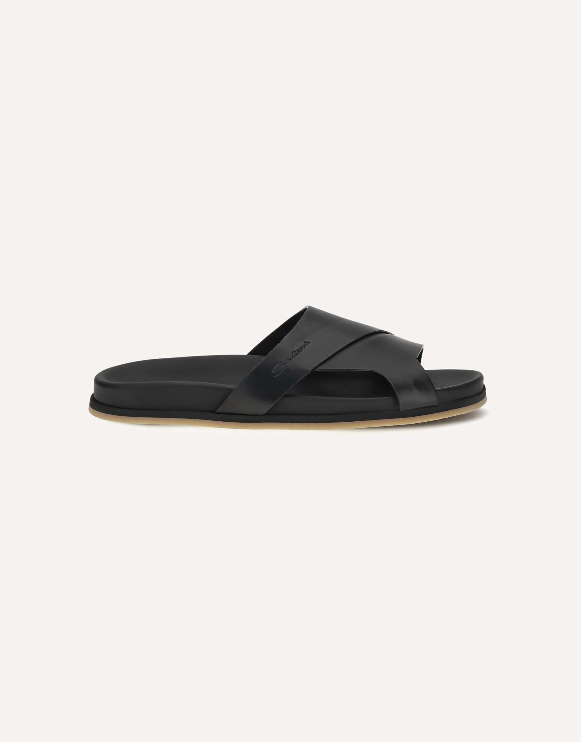 Santoni Leather Open-Toe Slippers