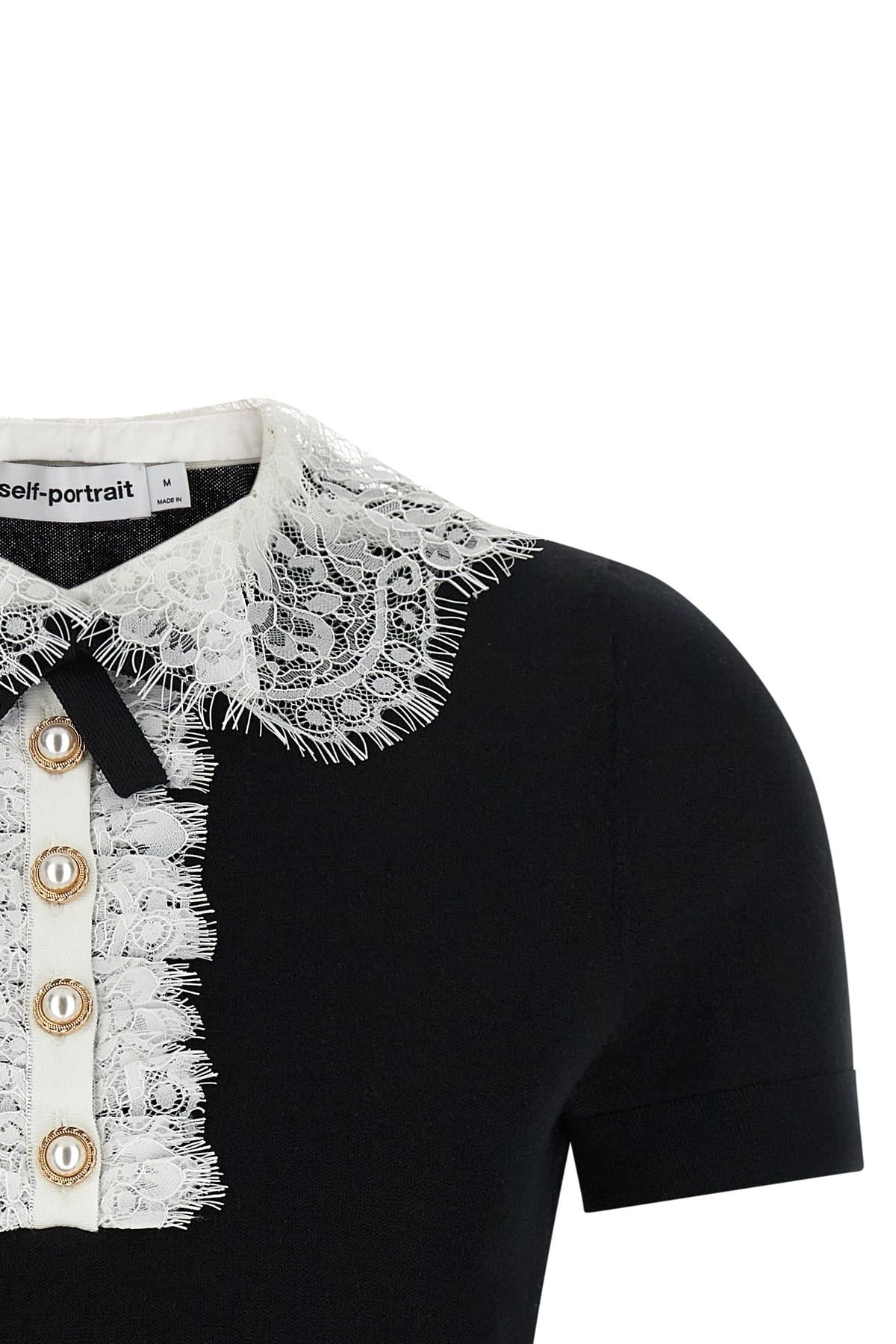 Self-Portrait Self-Portrait Black Knit Lace Collar Top