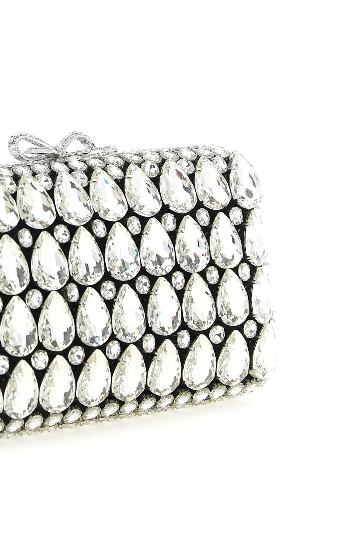 Self-Portrait Self-Portrait Black Satin Crystal Clutch