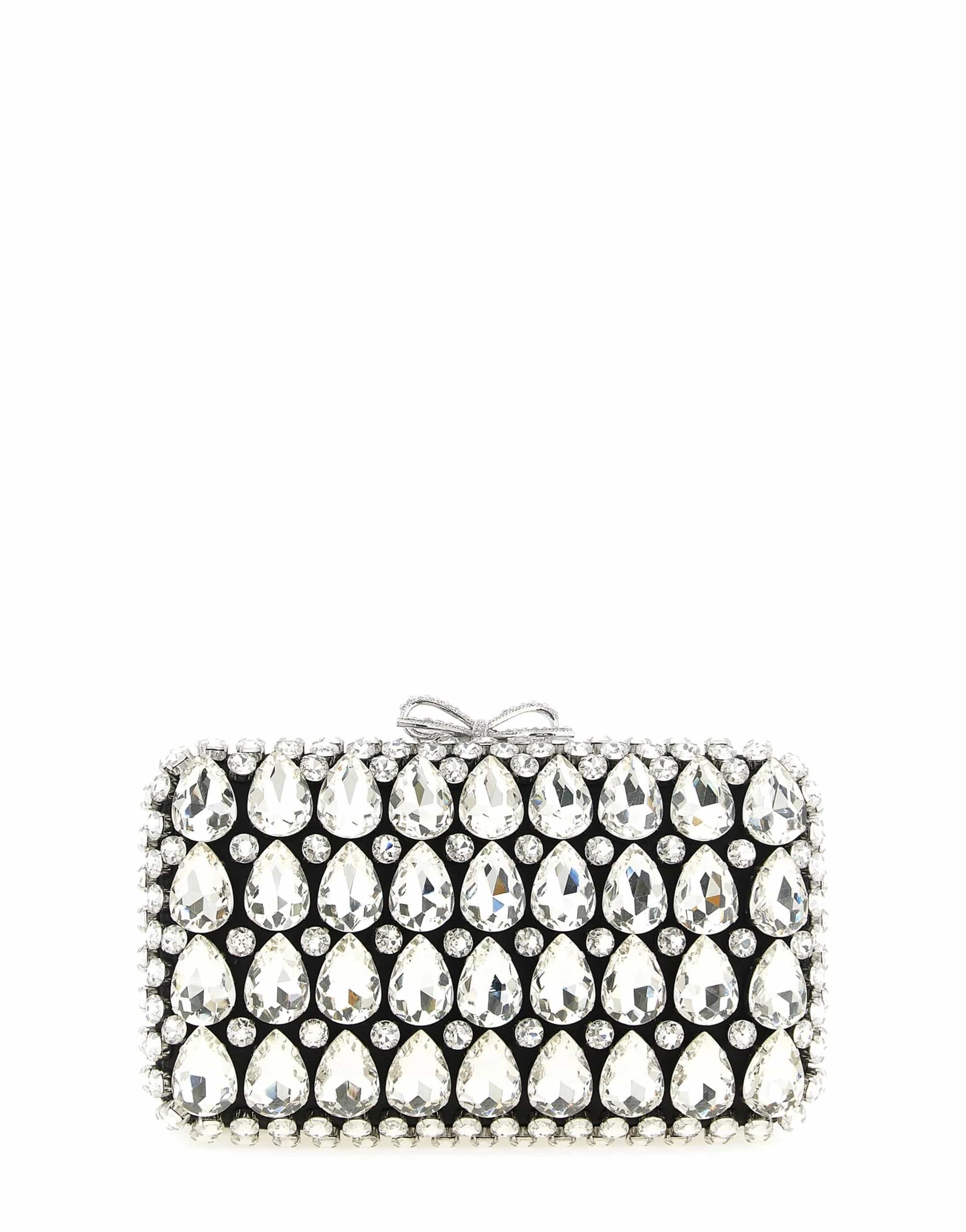 Self-Portrait Self-Portrait Black Satin Crystal Clutch