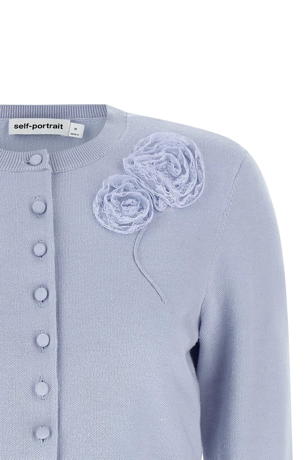 Self-Portrait Self-Portrait Blue Flower Knit Cardigan