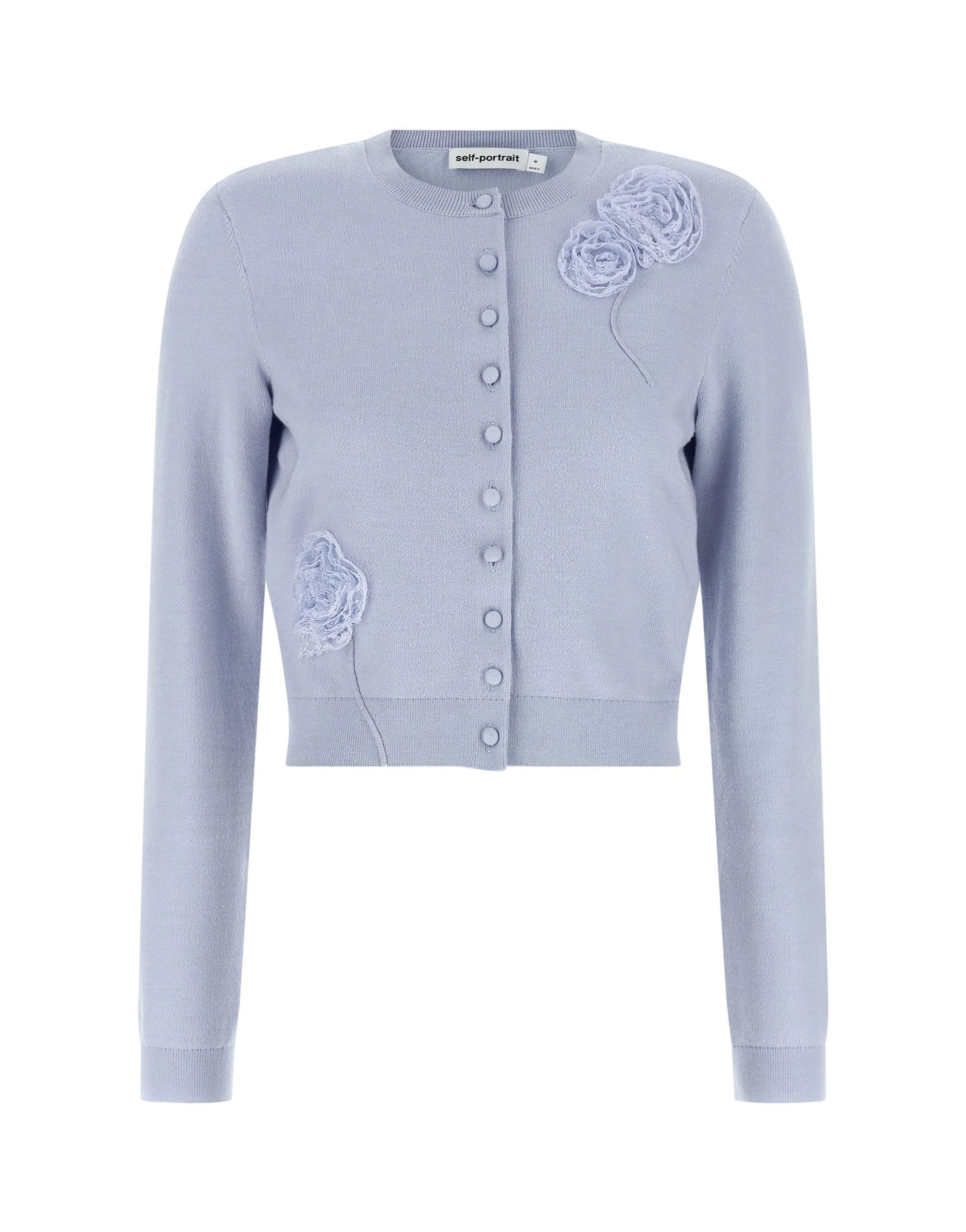 Self-Portrait Self-Portrait Blue Flower Knit Cardigan