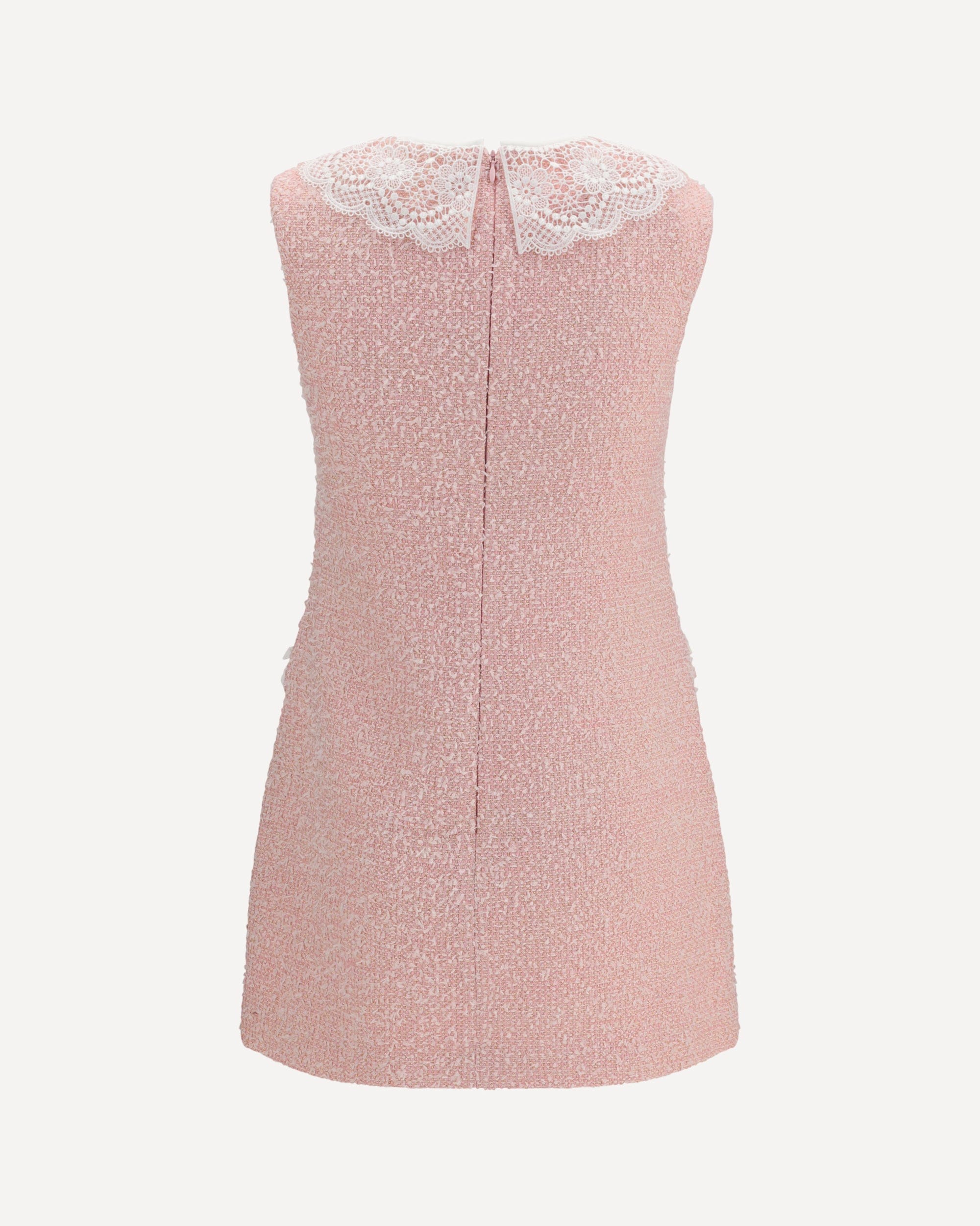 Self-Portrait Bouclé Mini Dress With Lace Collar - alternate view