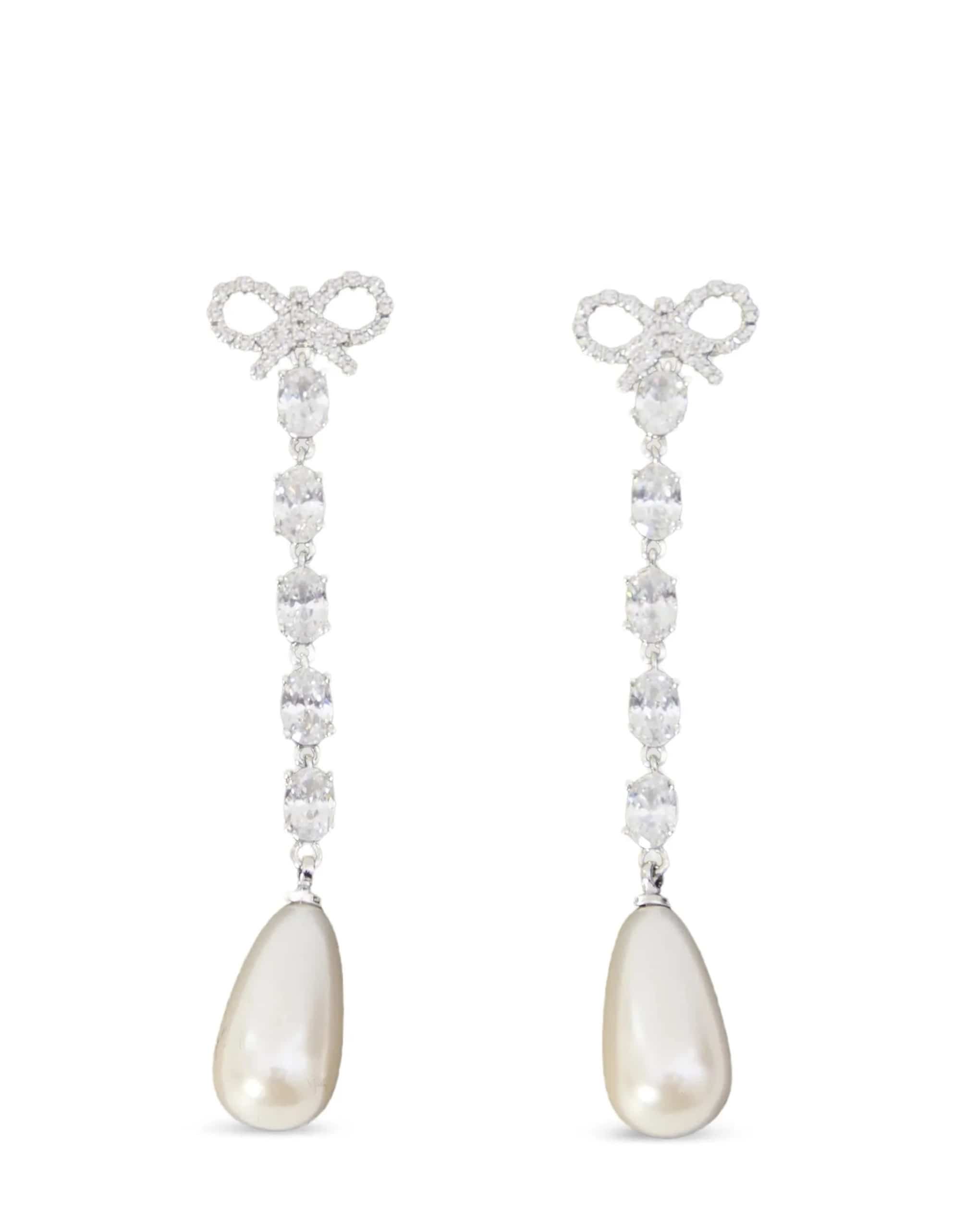Self-Portrait Self-Portrait Bow Pearl Droplet Earrings