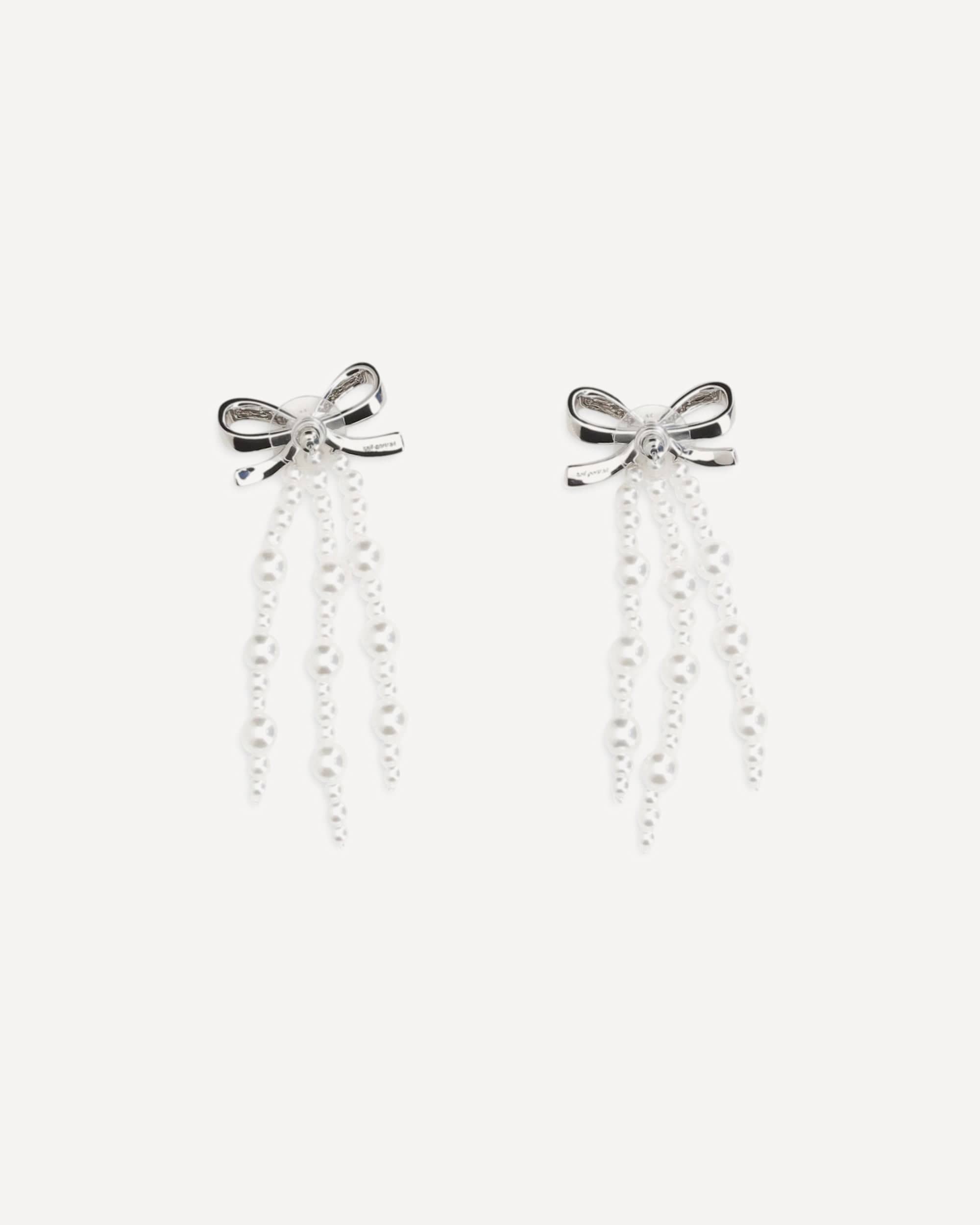 Self-Portrait Cascade Bow Pearl Earrings - alternate view