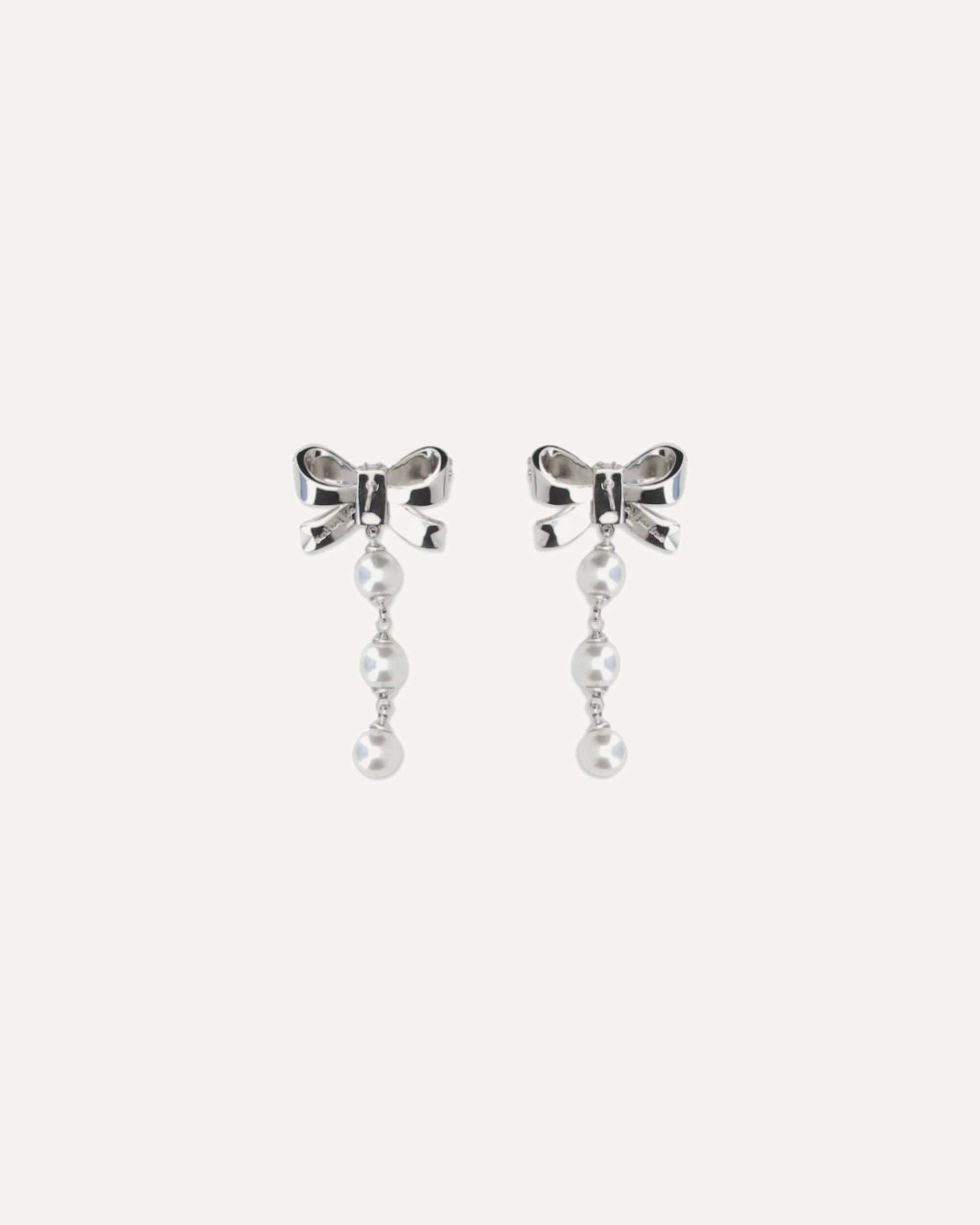 Self-Portrait Self-Portrait Crystal Bow Pearl Drop Earrings
