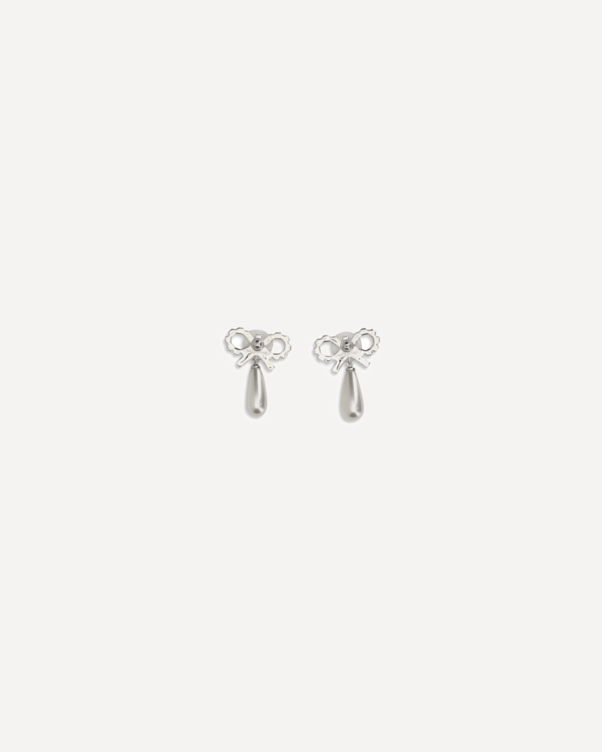 Self-Portrait Crystal Bow Pearl Earrings - alternate view