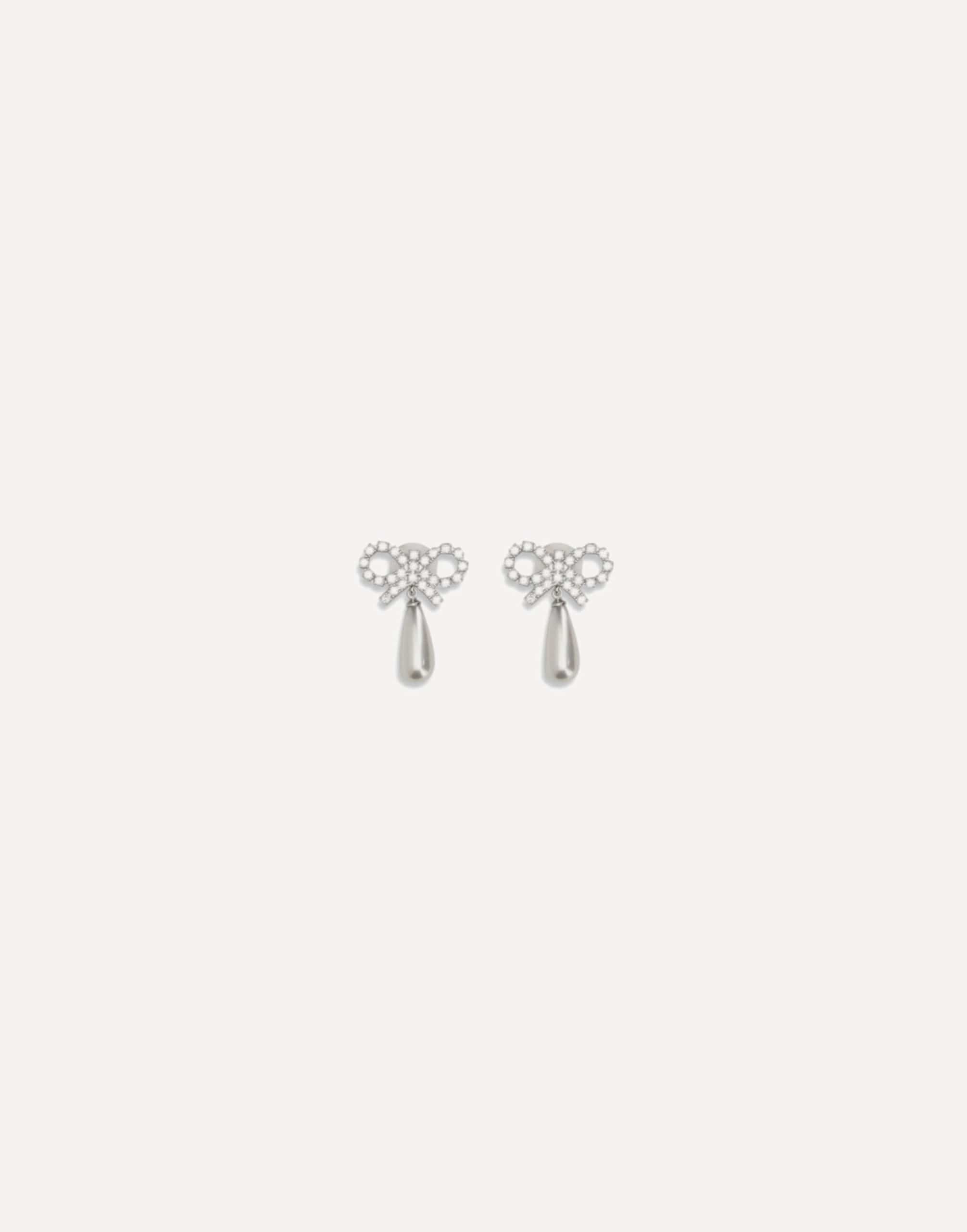 Self-Portrait Crystal Bow Pearl Earrings