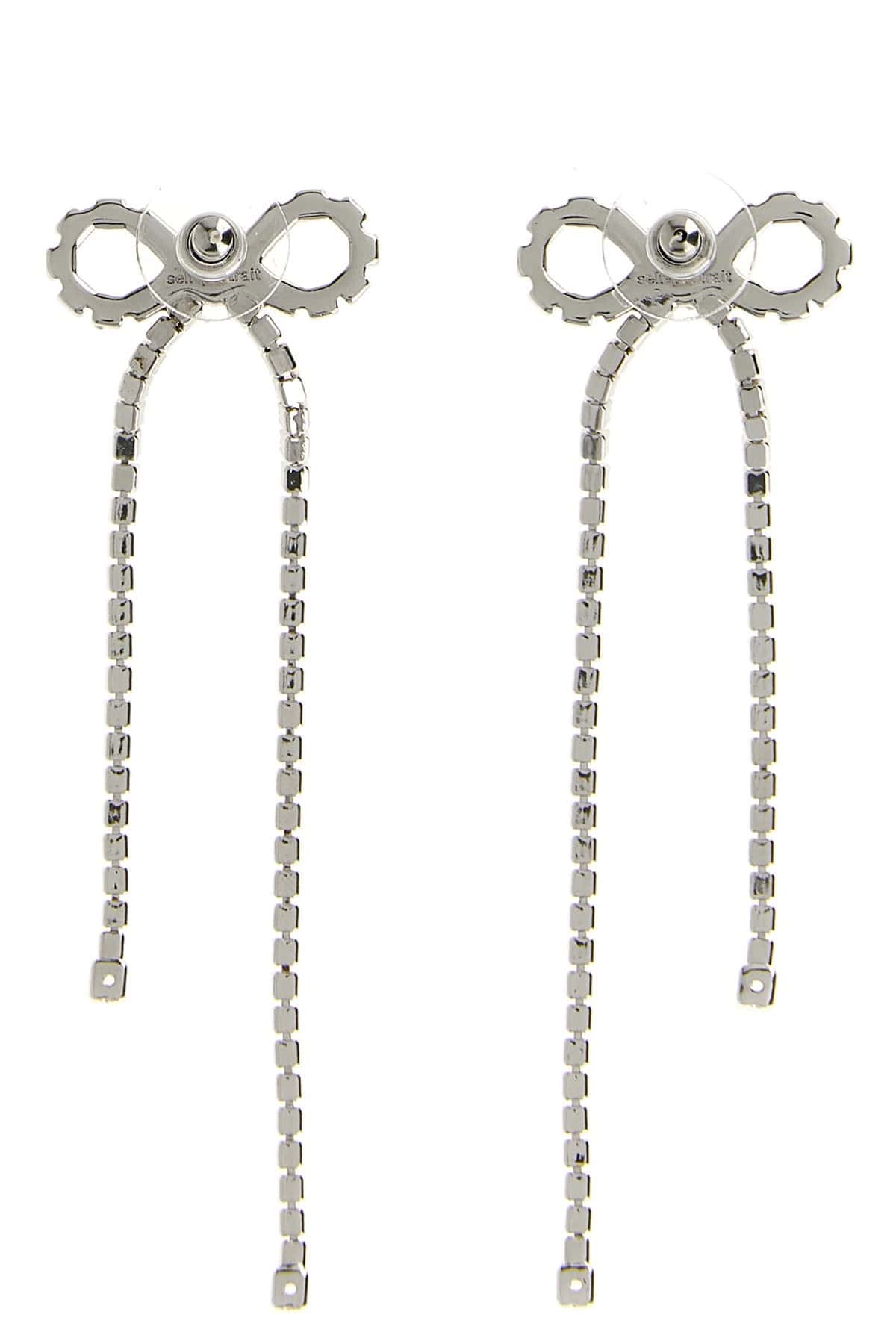 Self-Portrait Self-Portrait Crystal Droplet Bow Earrings