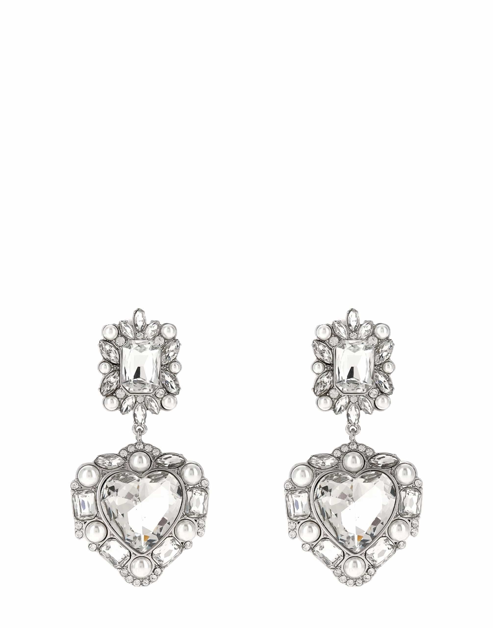 Self-Portrait Self-Portrait Crystal Pearl Tiered Heart Earrings