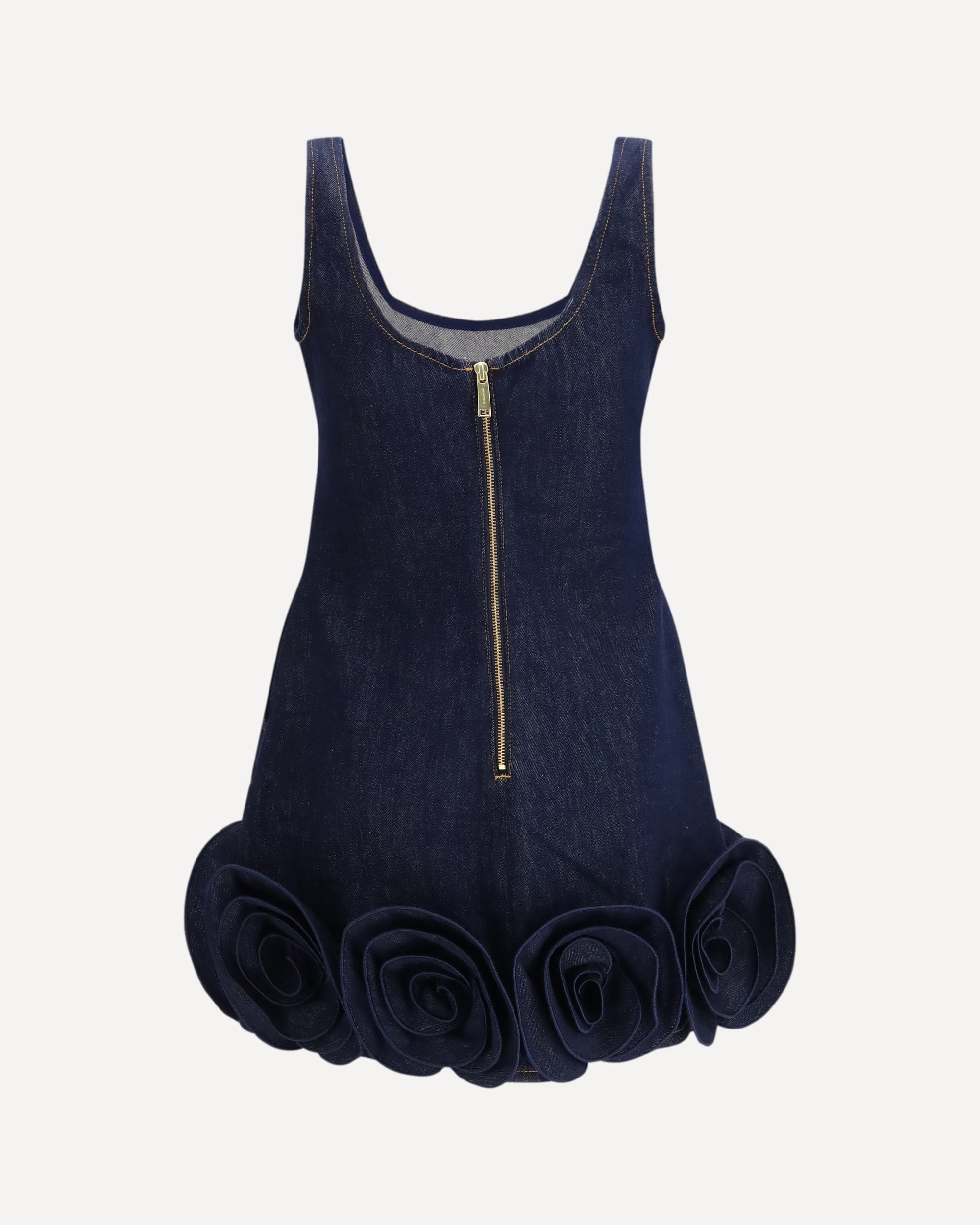 Self-Portrait Denim 3d Flower Mini Dress