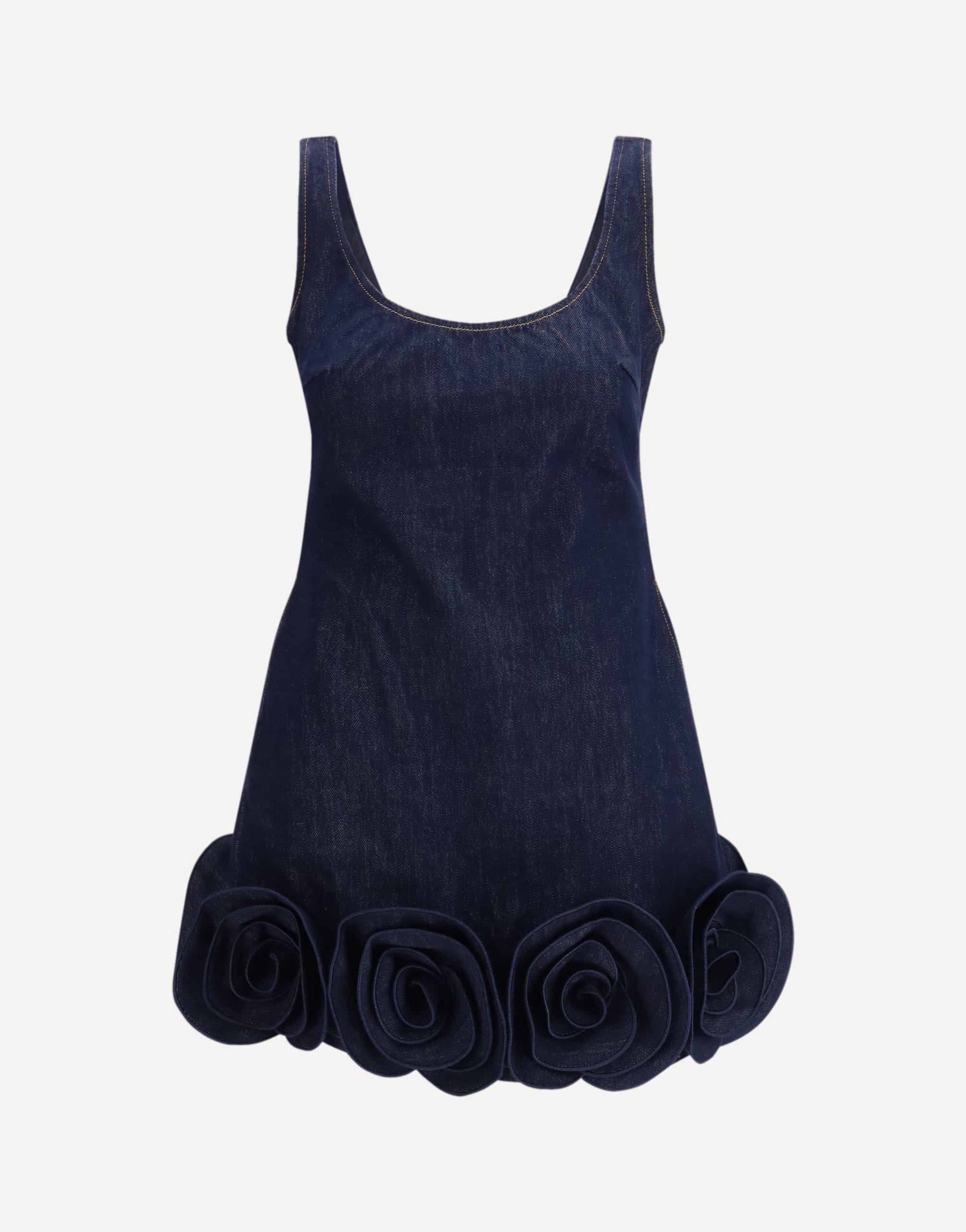 Self-Portrait Denim 3d Flower Mini Dress