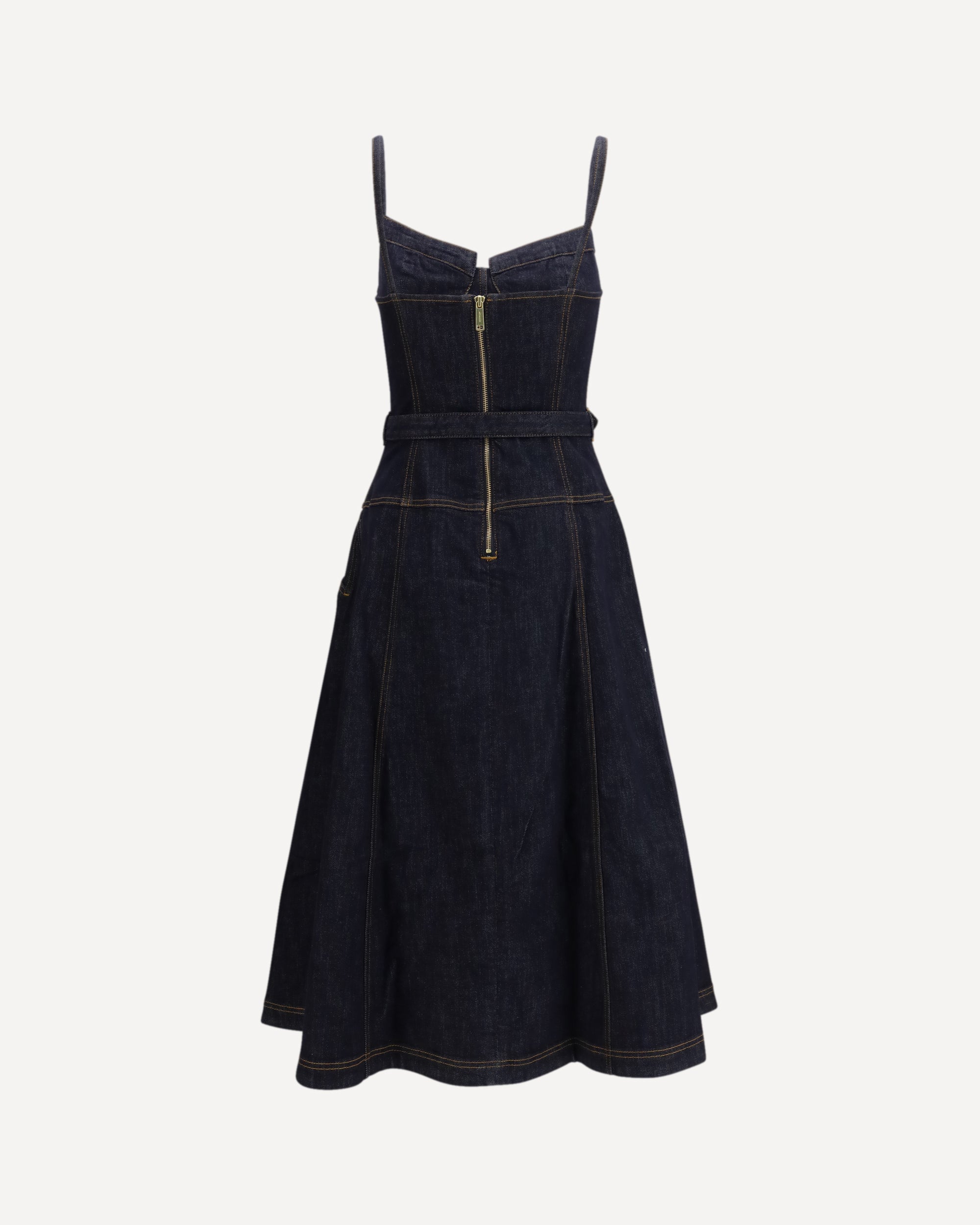 Denim uitlopende midi-jurk - alternate view