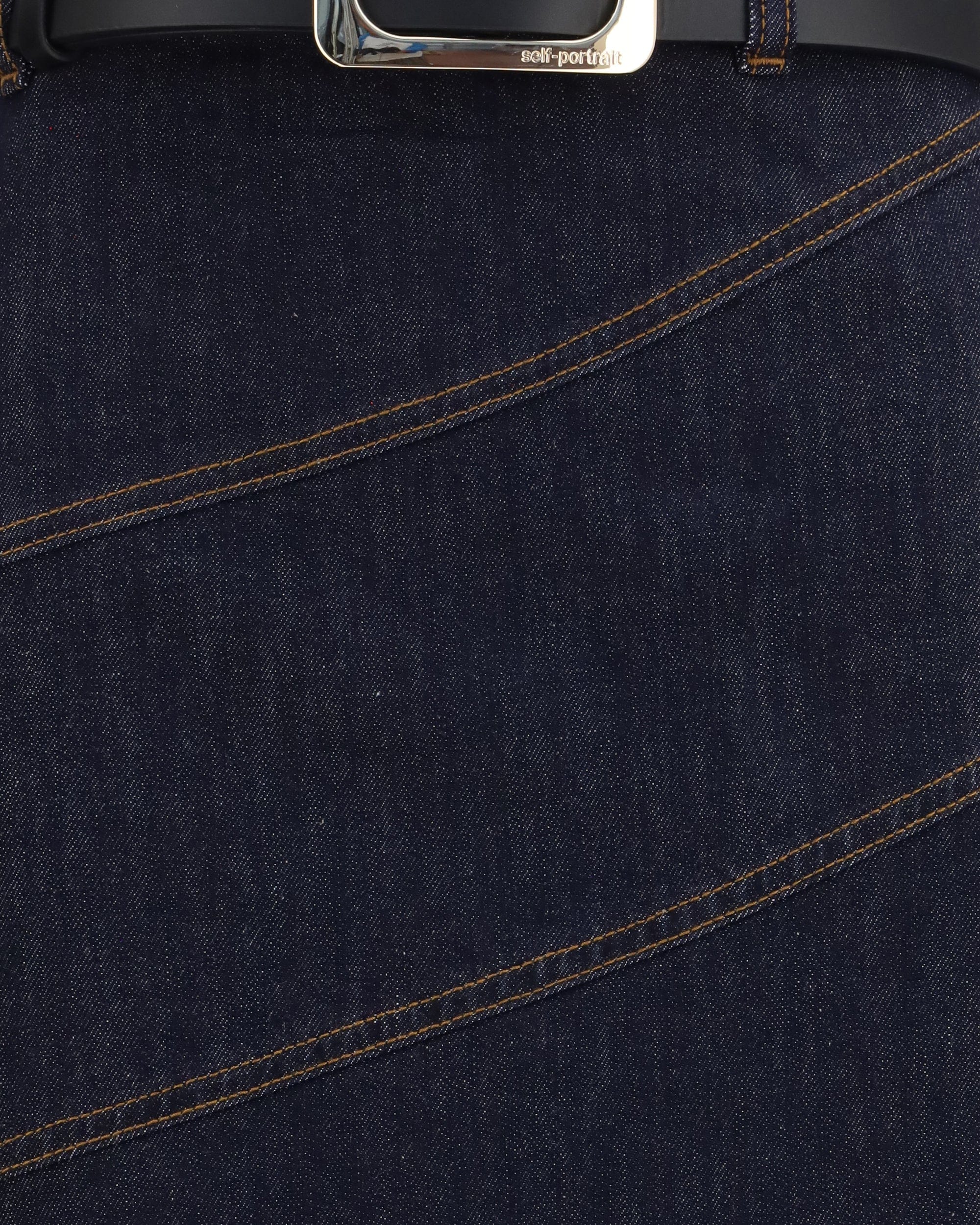 Self-Portrait Self-Portrait Denim Midi Skirt With Belt