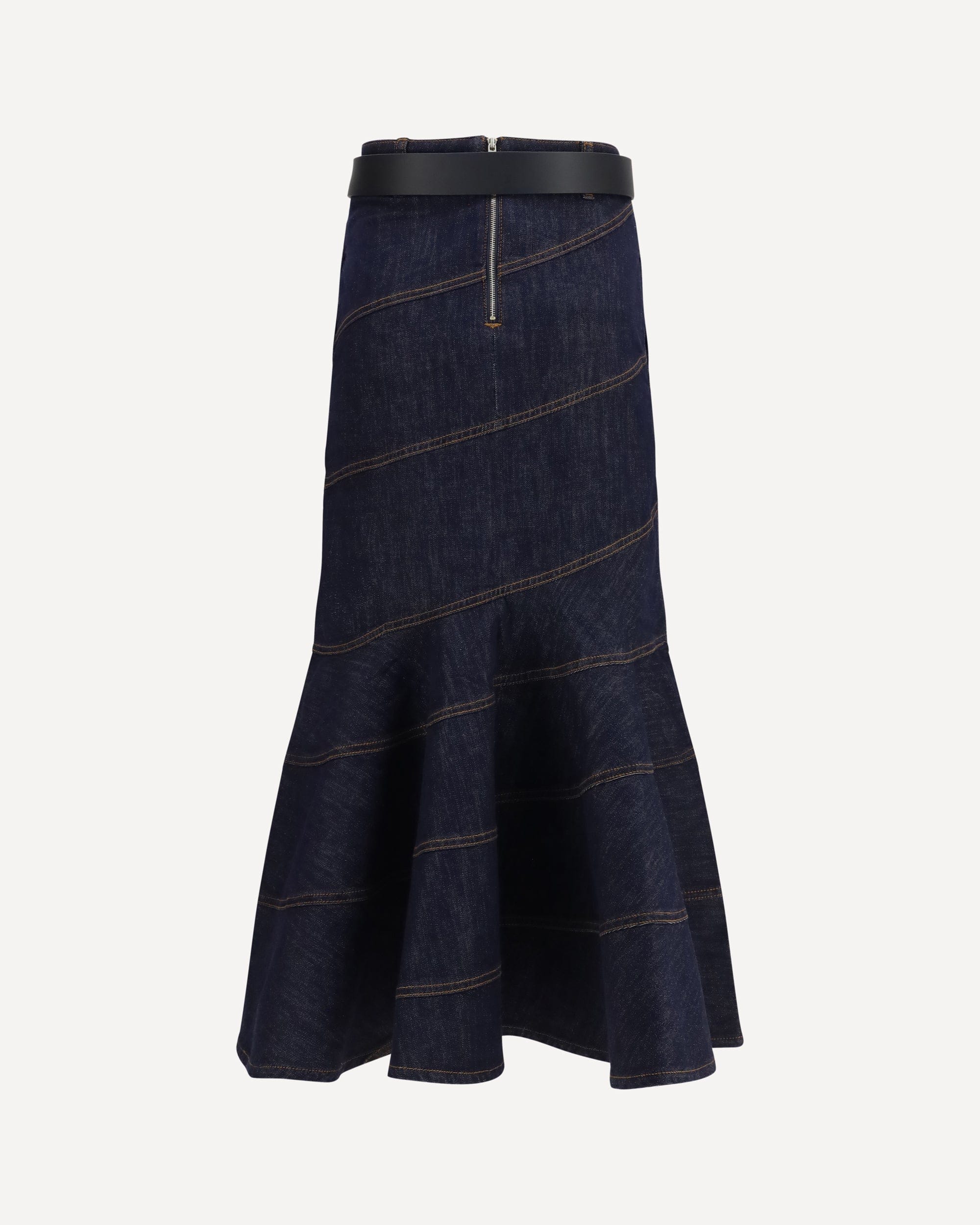 Self-Portrait Self-Portrait Denim Midi Skirt With Belt
