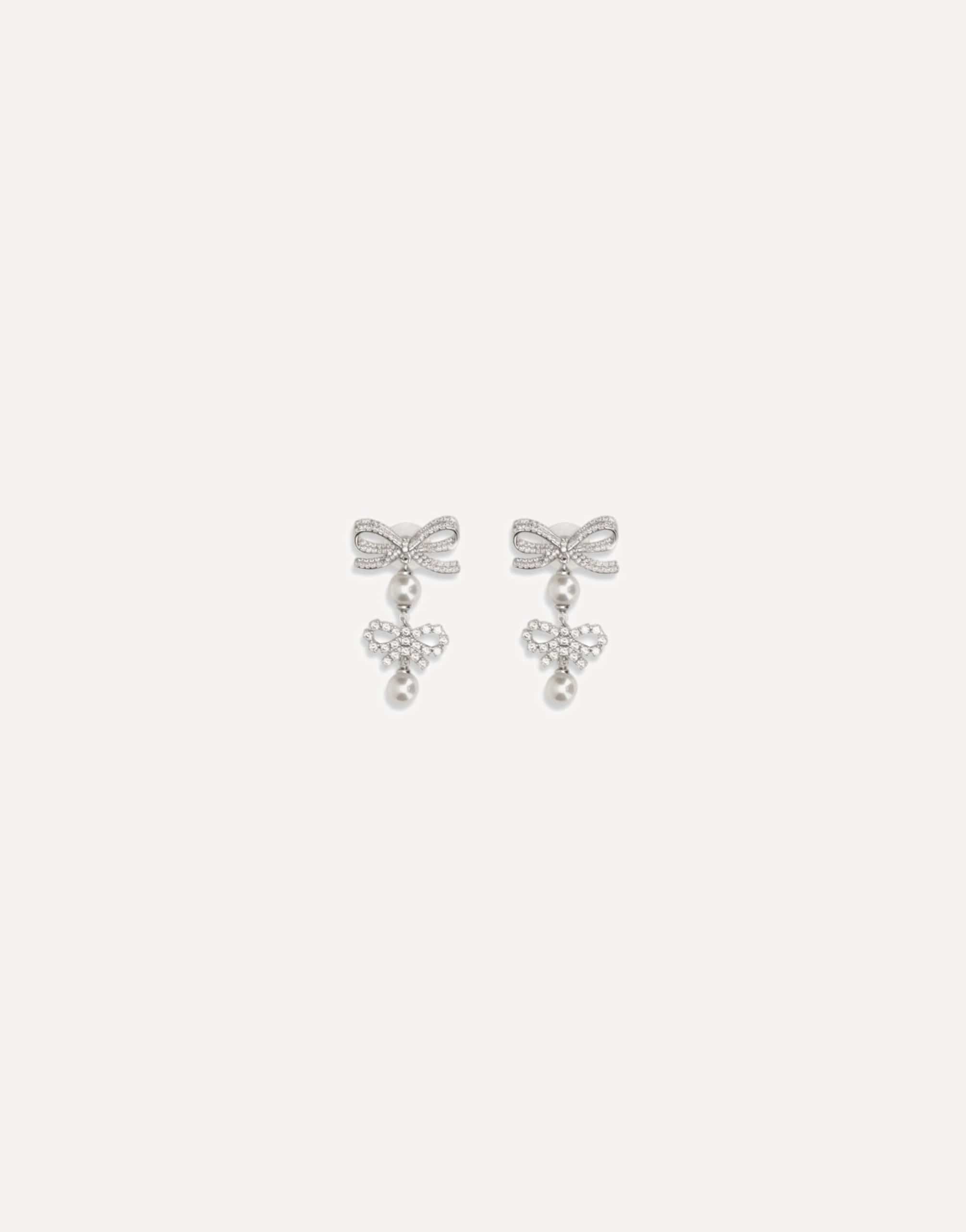 Self-Portrait Double Bow Pearl Earrings