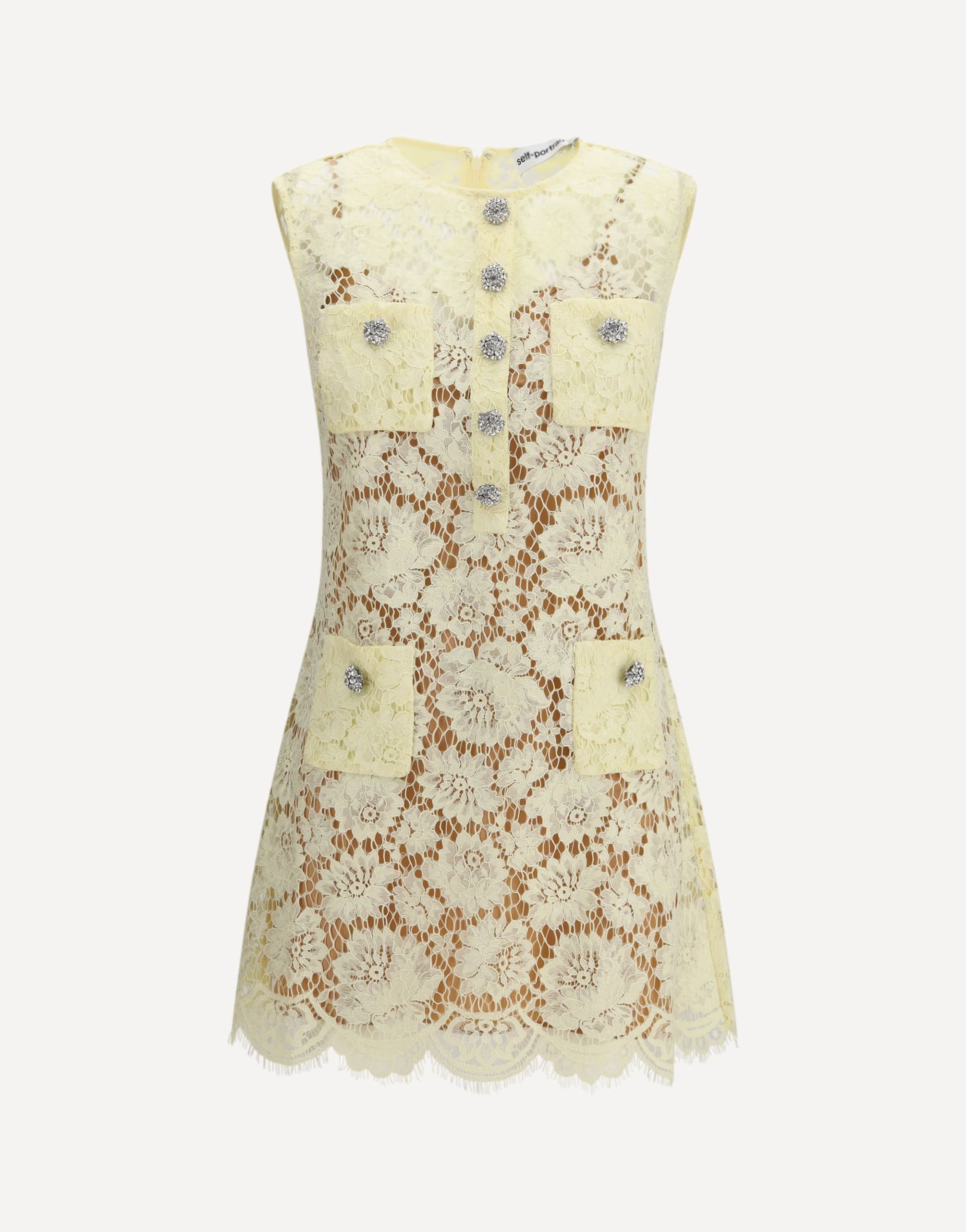 Self-Portrait Fine Lace Mini Dress With Diamanté