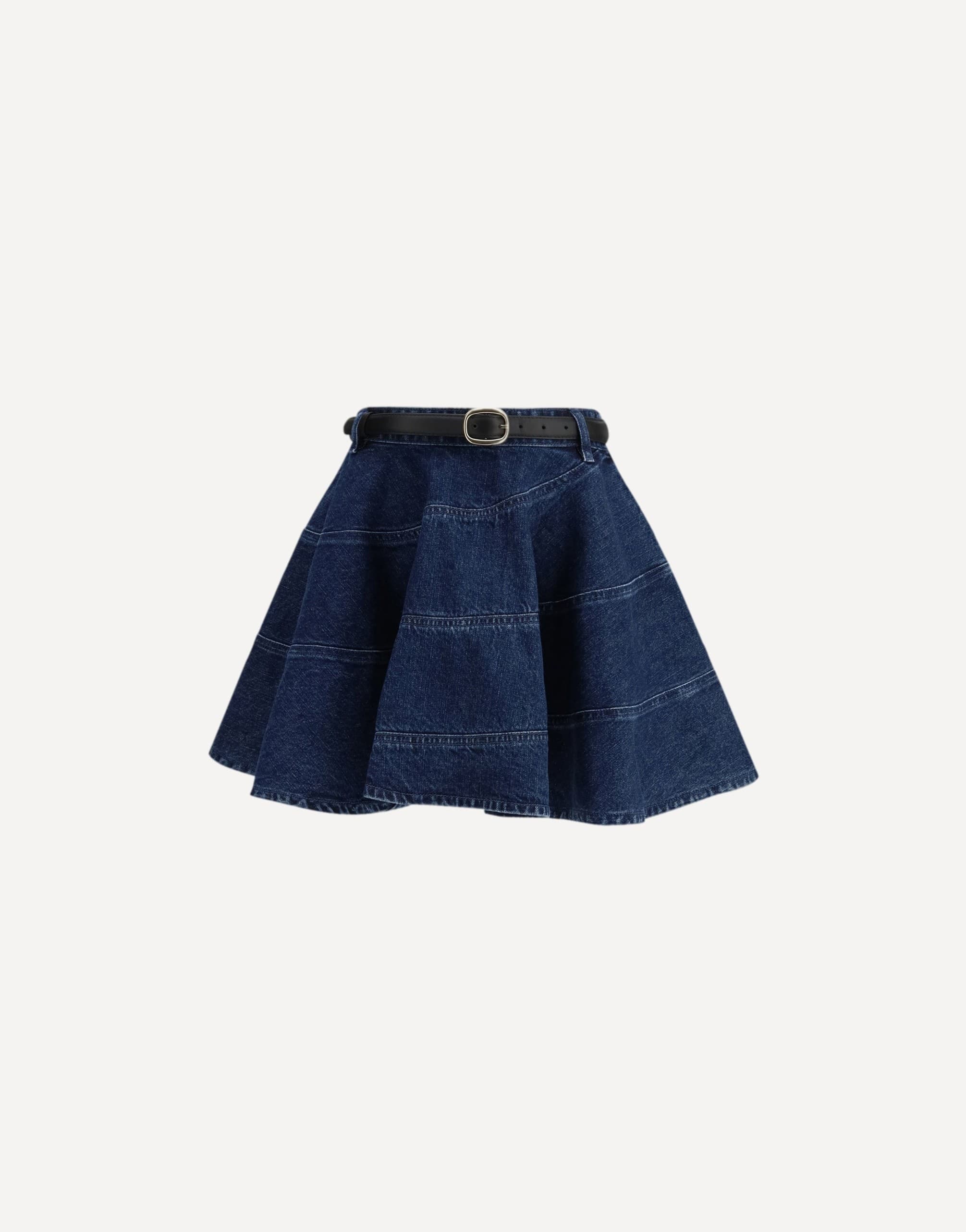 Self-Portrait Flared Denim Mini Skirt