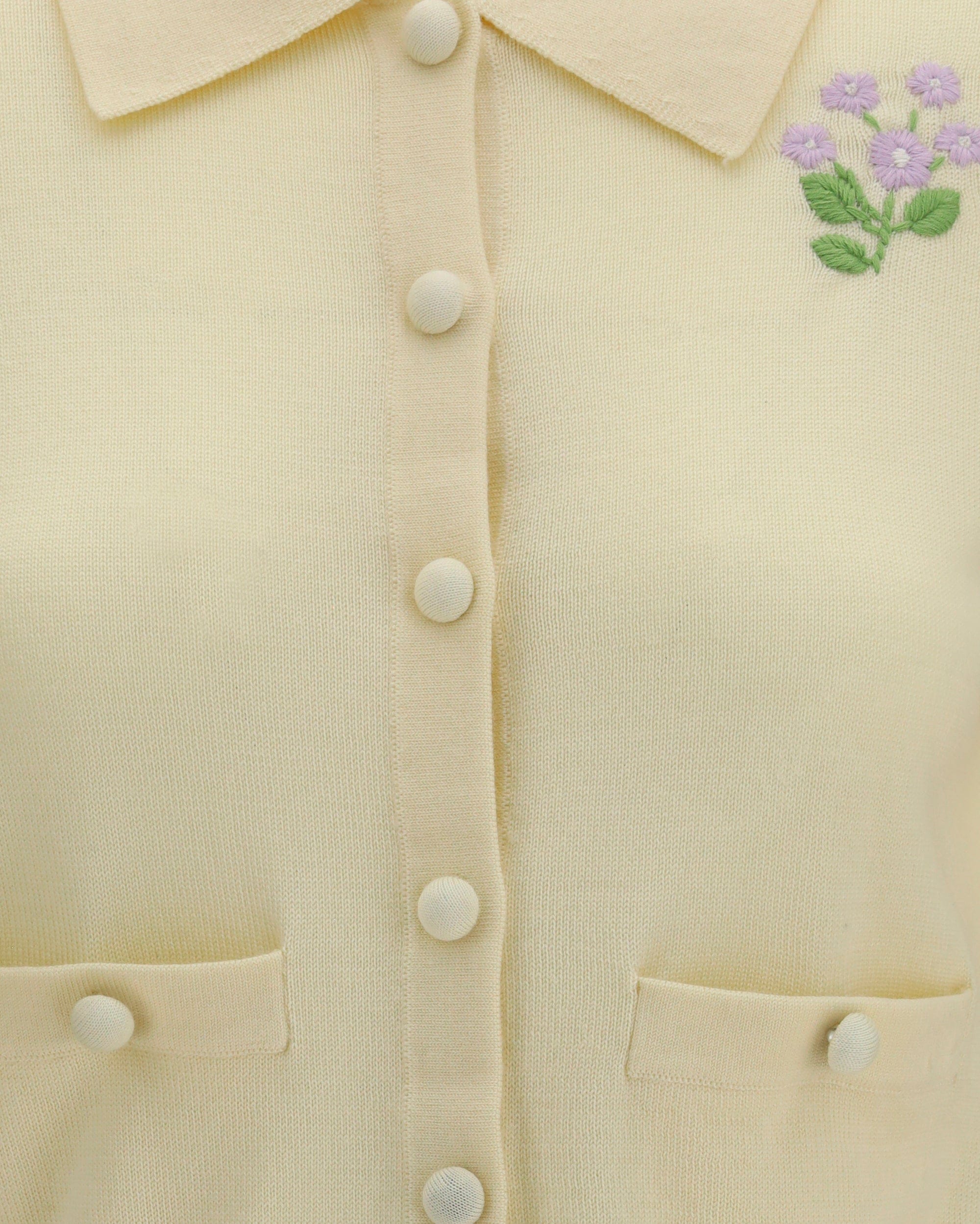 Self-Portrait Floral Embroidered Knit Cardigan