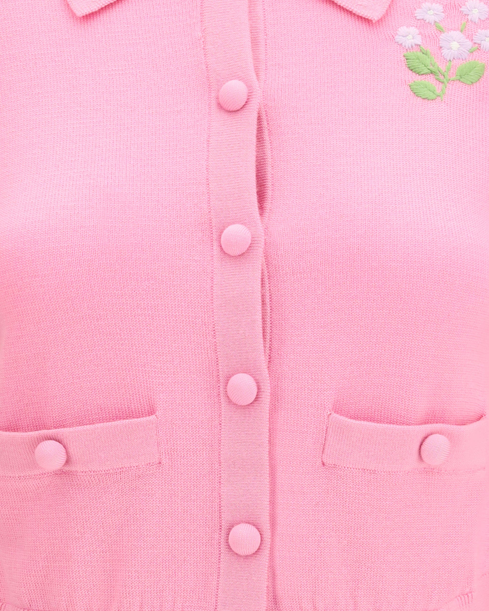 Self-Portrait Floral Embroidered Knit Cardigan