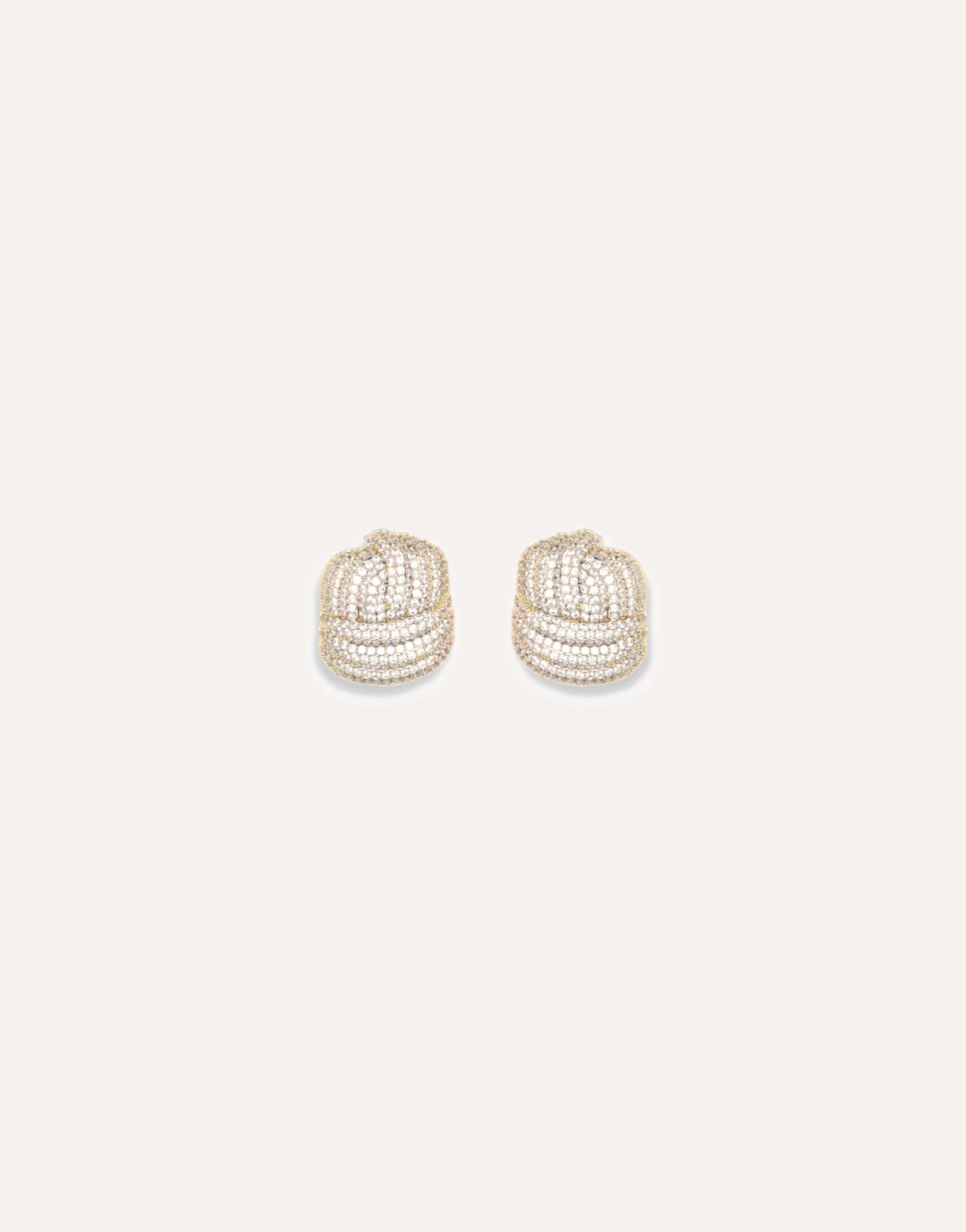 Self-Portrait Gold Crystal Knot Button Earrings