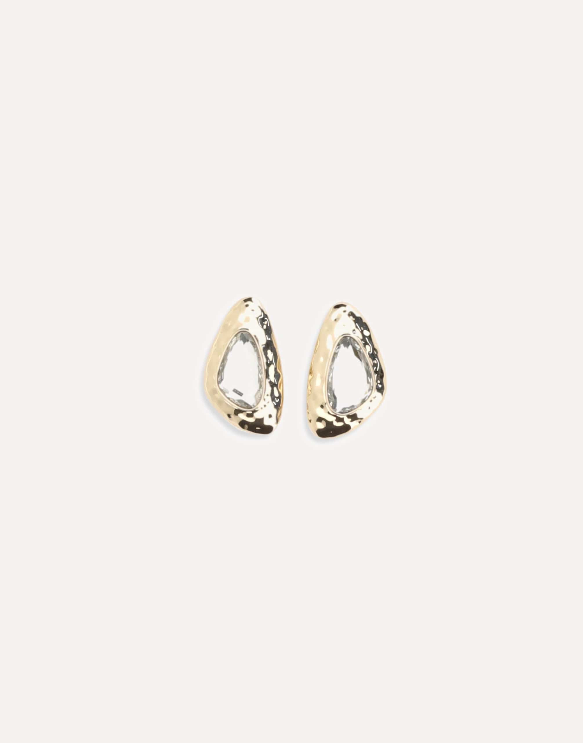 Self-Portrait Golden Hammered Crystal Earrings