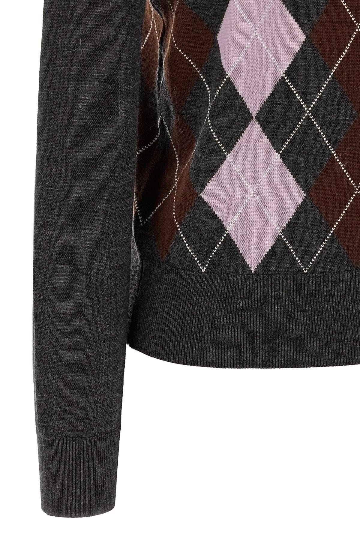 Self-Portrait Self-Portrait Grey Argyle Lightweight Sweater