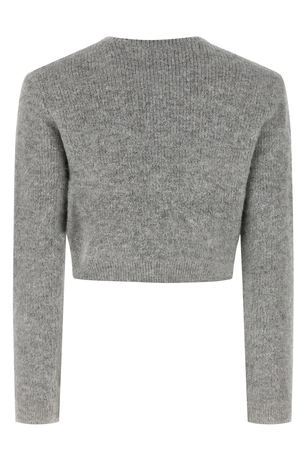 Self-Portrait Grey Fluffy Crystal Trim Cardigan