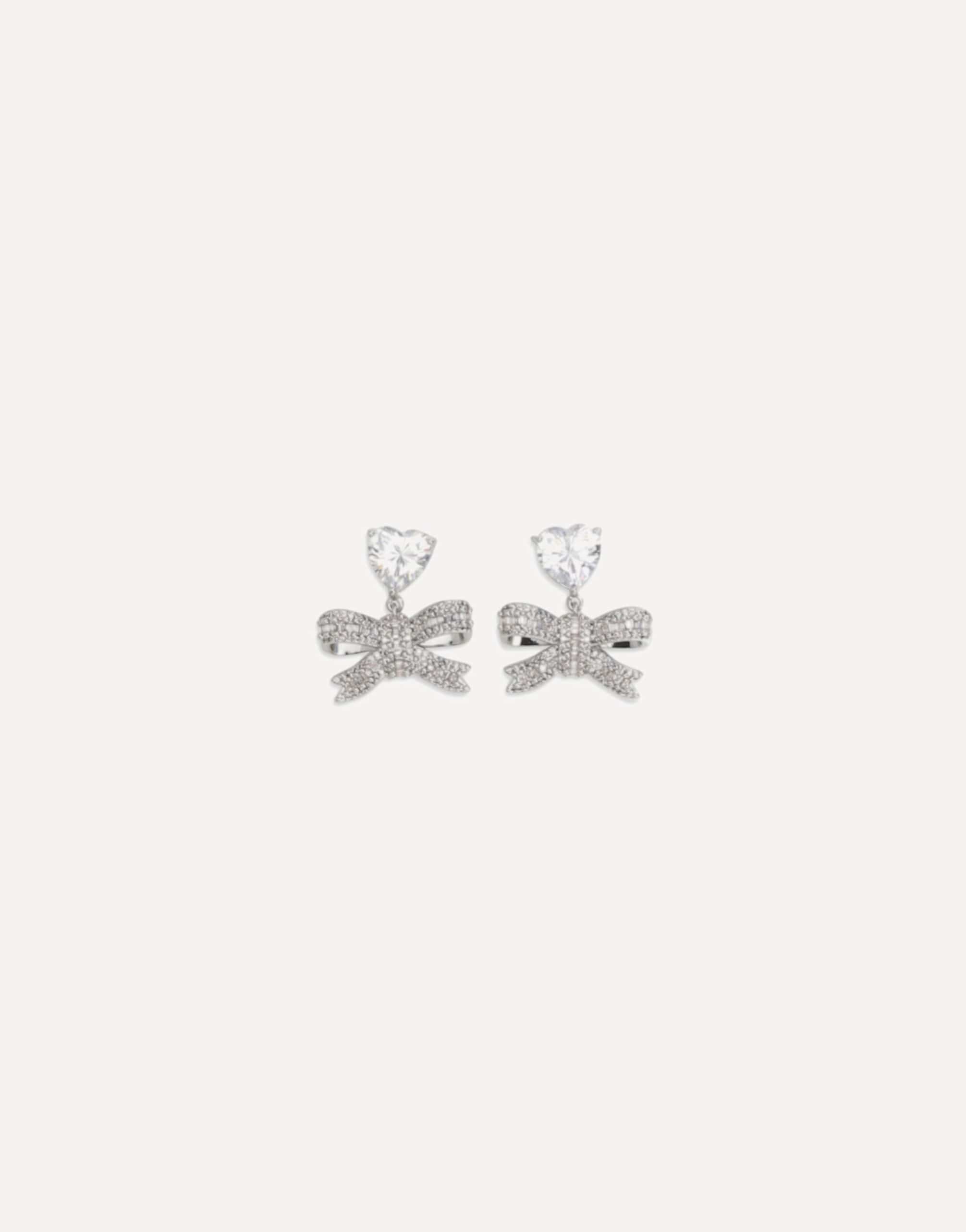 Self-Portrait Self-Portrait Heart-Shaped Crystal Bow Drop Earrings