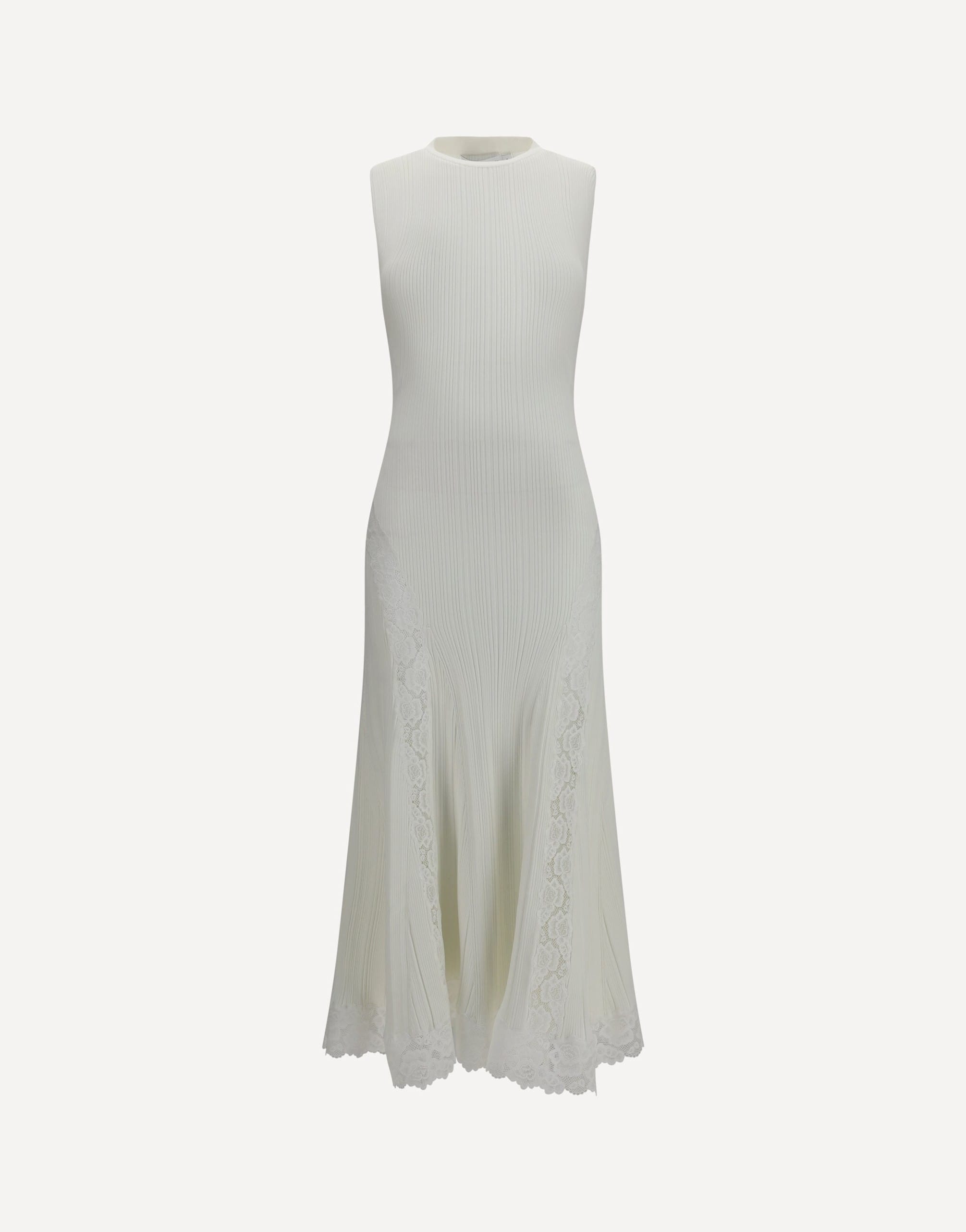 Self-Portrait Knit Midi Dress With Lace Inserts
