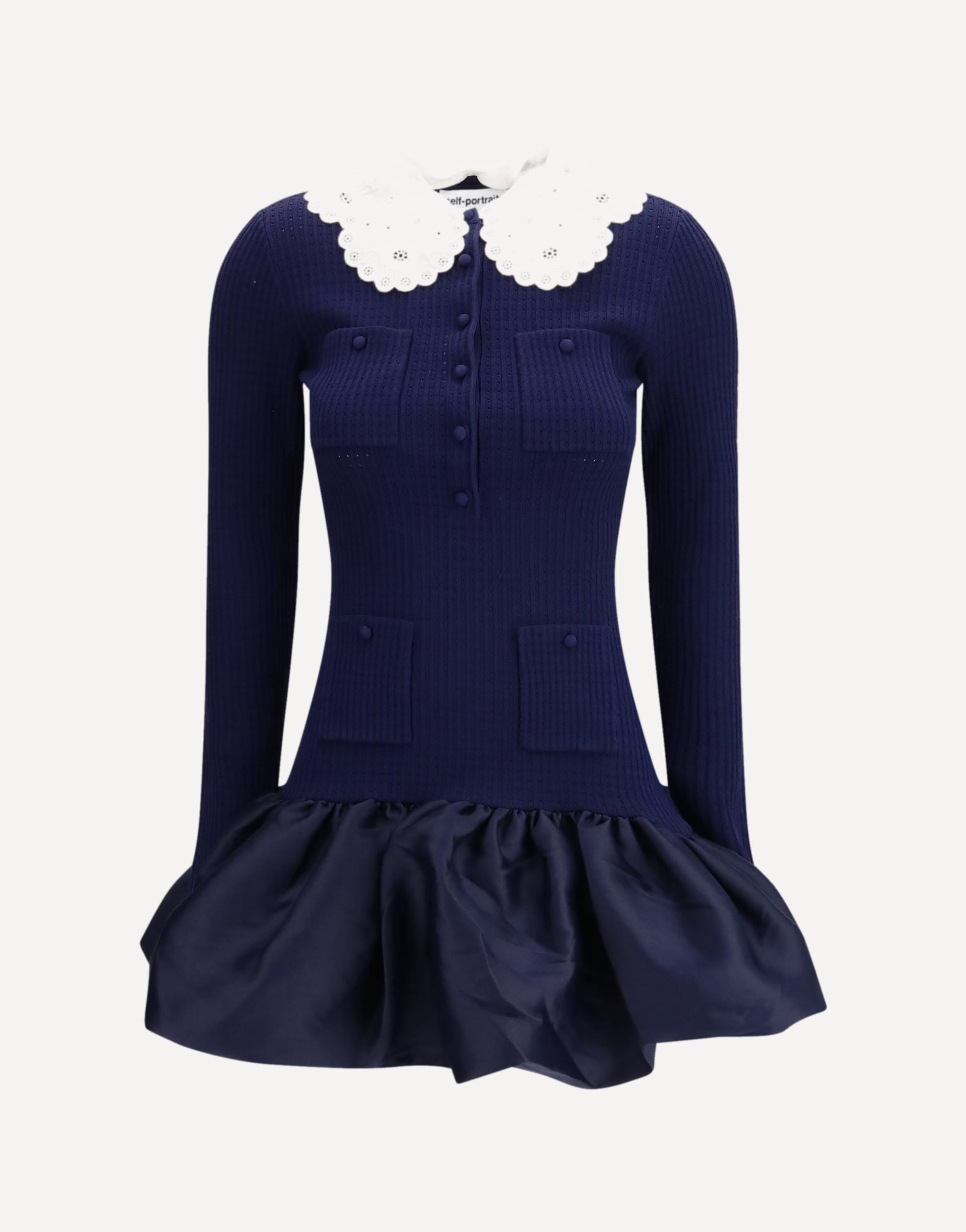 Self-Portrait Knit Taffeta Mini Dress