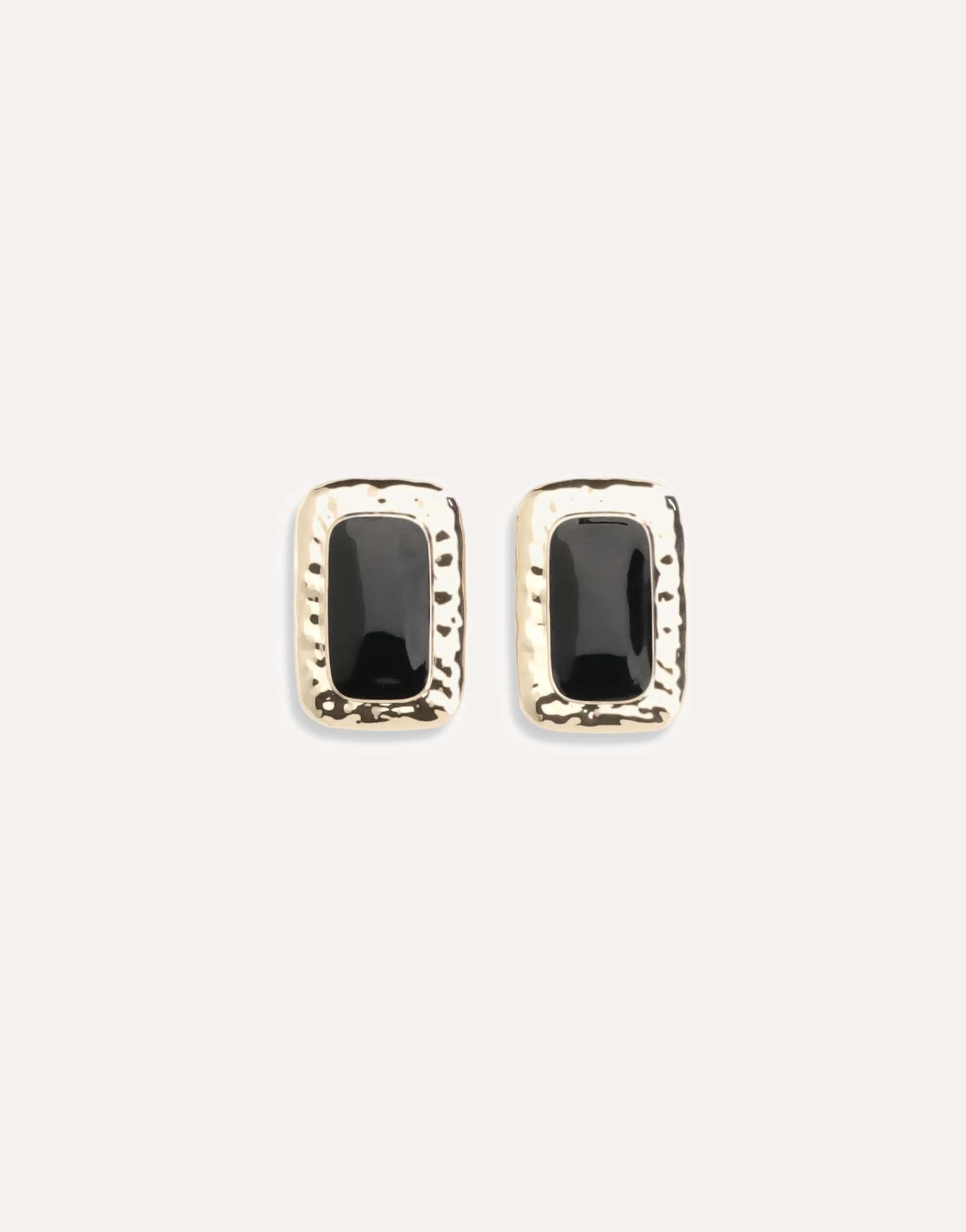 Self-Portrait Mottled Gold Black Enamel Earrings